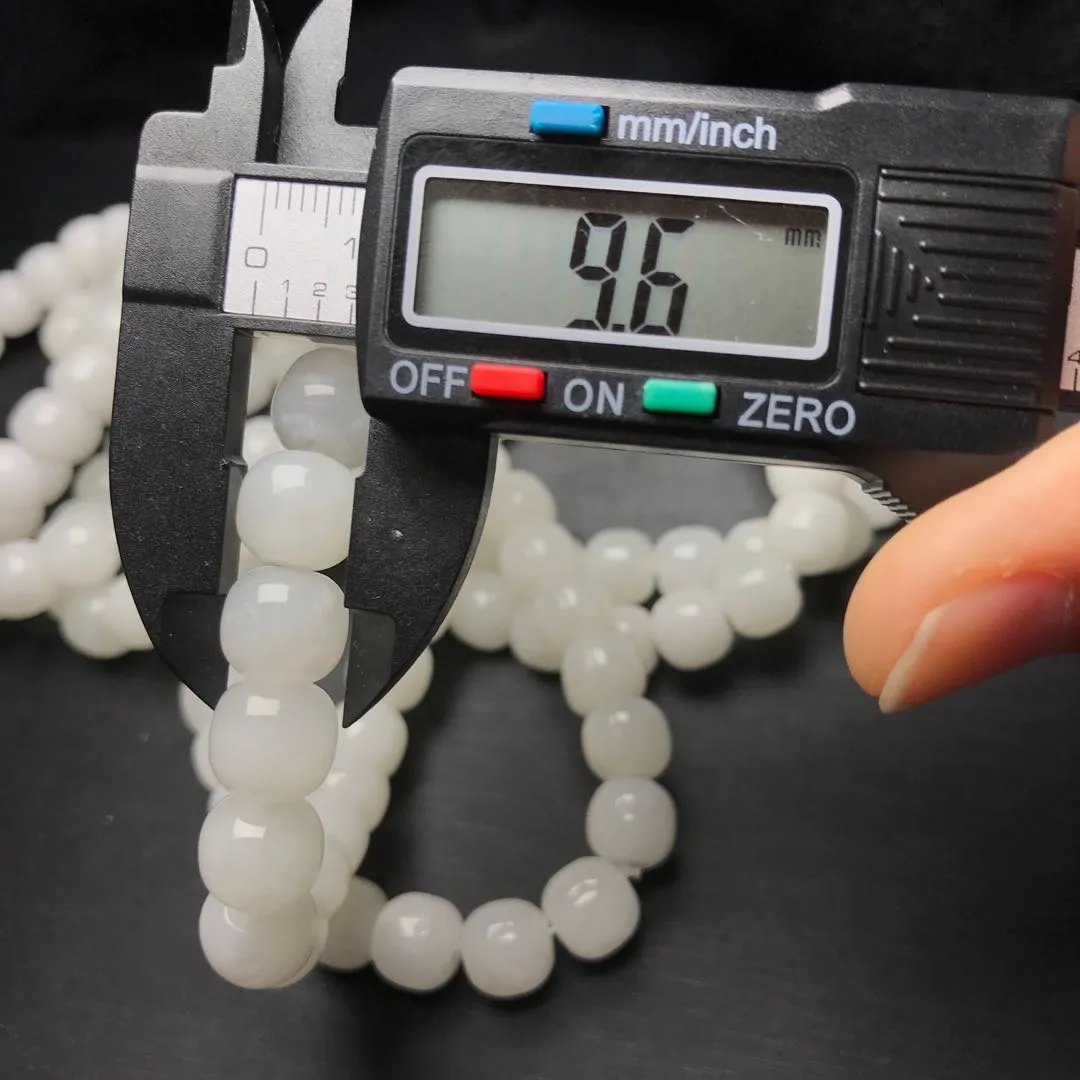 10 PCS 9mm White Nehprite Hetian Jade Beaded Bracelets for DIY Jewelry Project