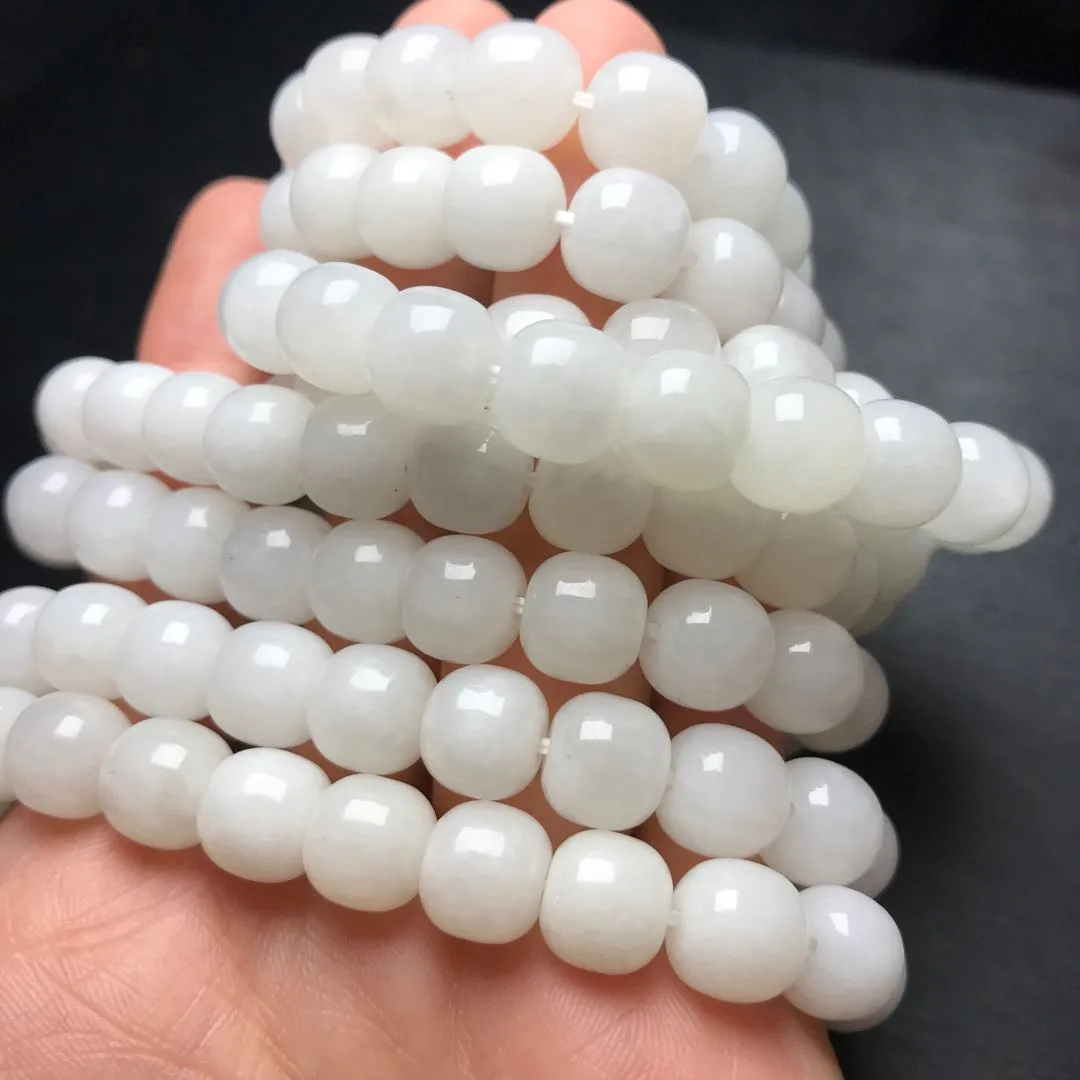 10 PCS 9mm White Nehprite Hetian Jade Beaded Bracelets for DIY Jewelry Project