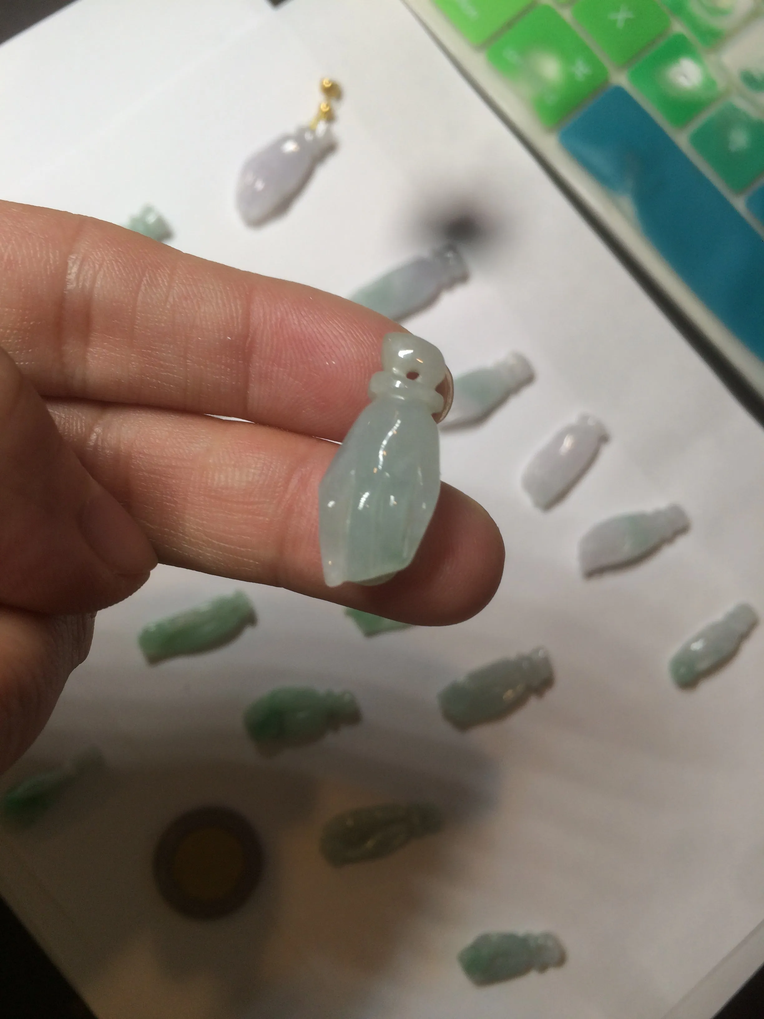 100% natural type A icy watery sunny green/purple a pearl in my palm (apple of my eye, 掌上明珠) Jadeite jade bead AQ72