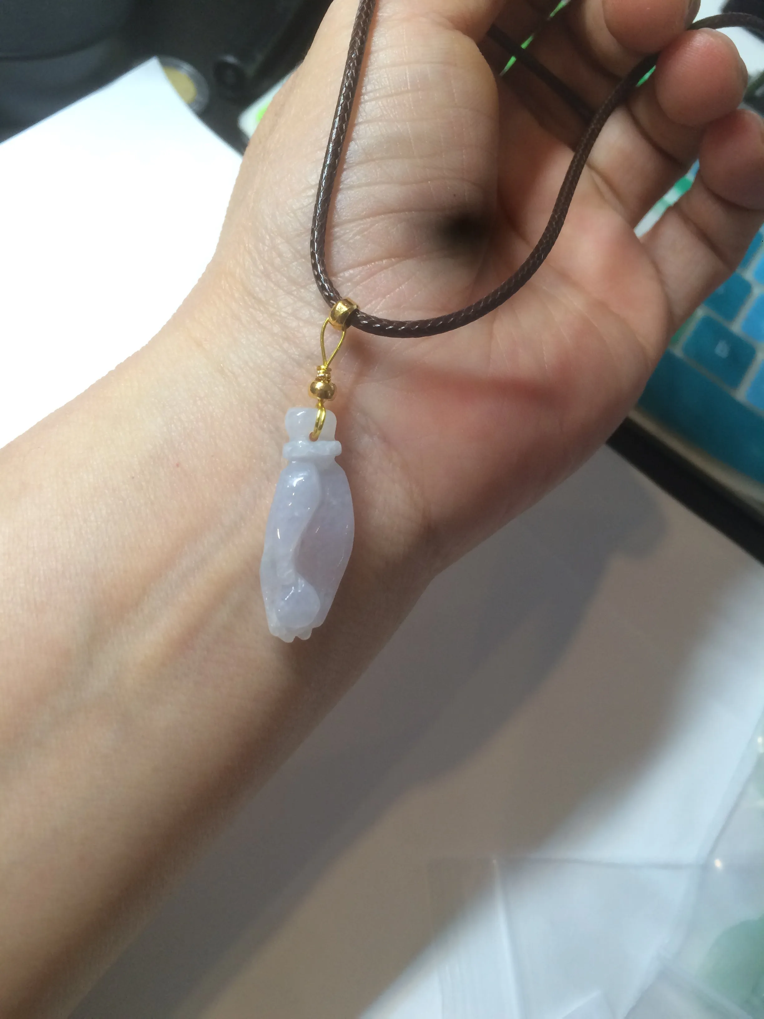 100% natural type A icy watery sunny green/purple a pearl in my palm (apple of my eye, 掌上明珠) Jadeite jade bead AQ72