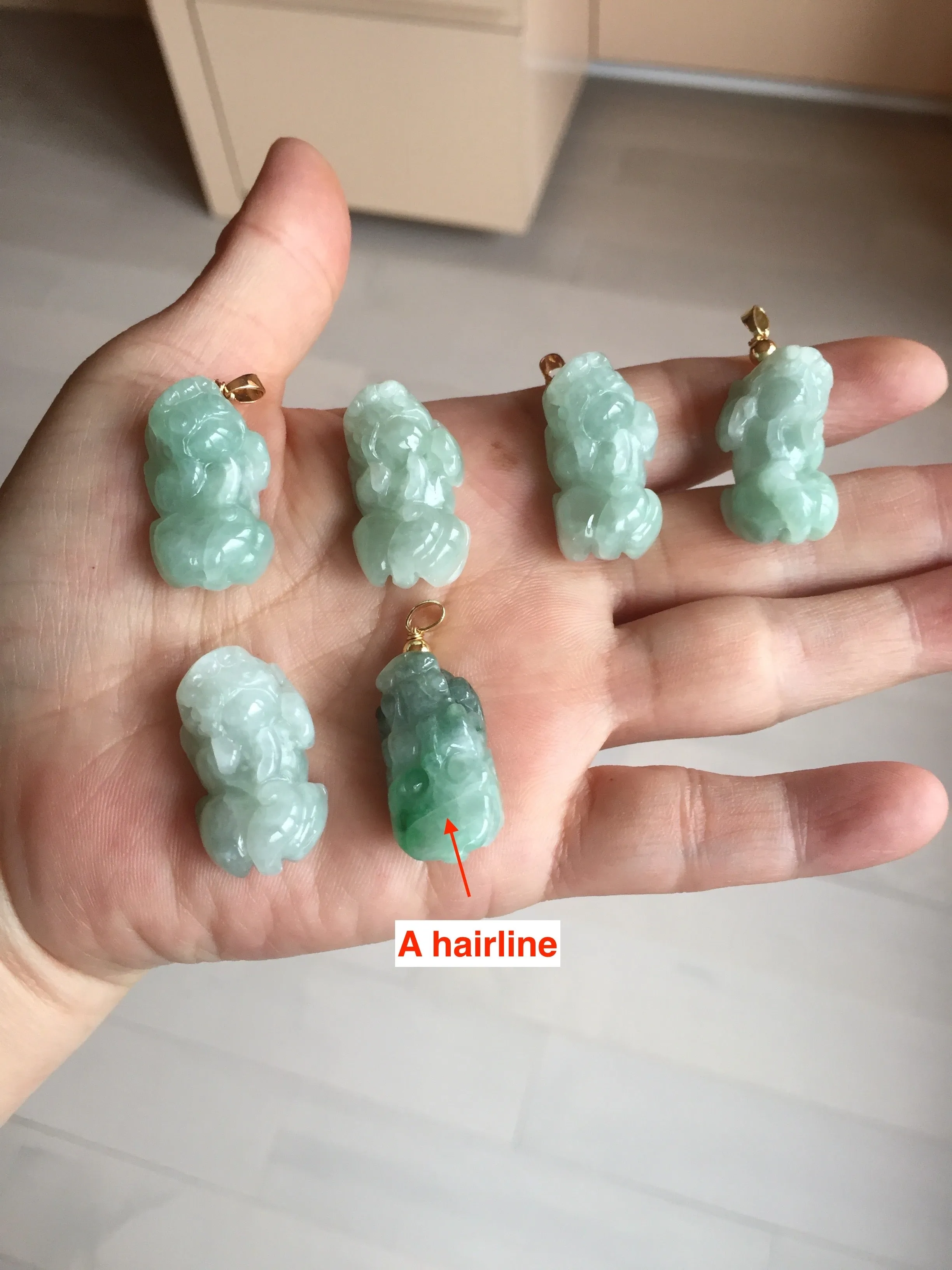 100% natural type A sunny green jadeite jade 3D PiXiu (貔貅) pendant group AX150