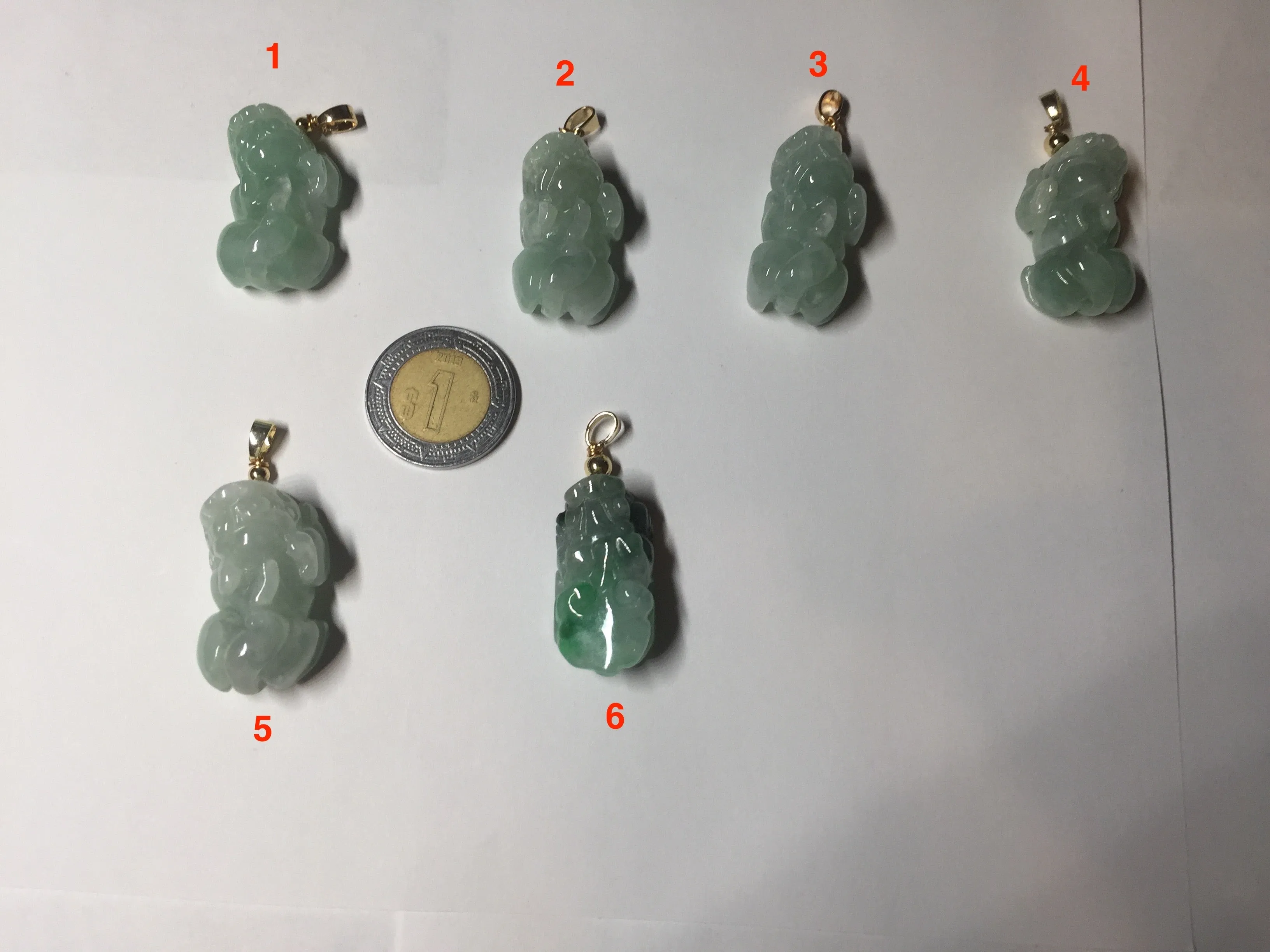 100% natural type A sunny green jadeite jade 3D PiXiu (貔貅) pendant group AX150