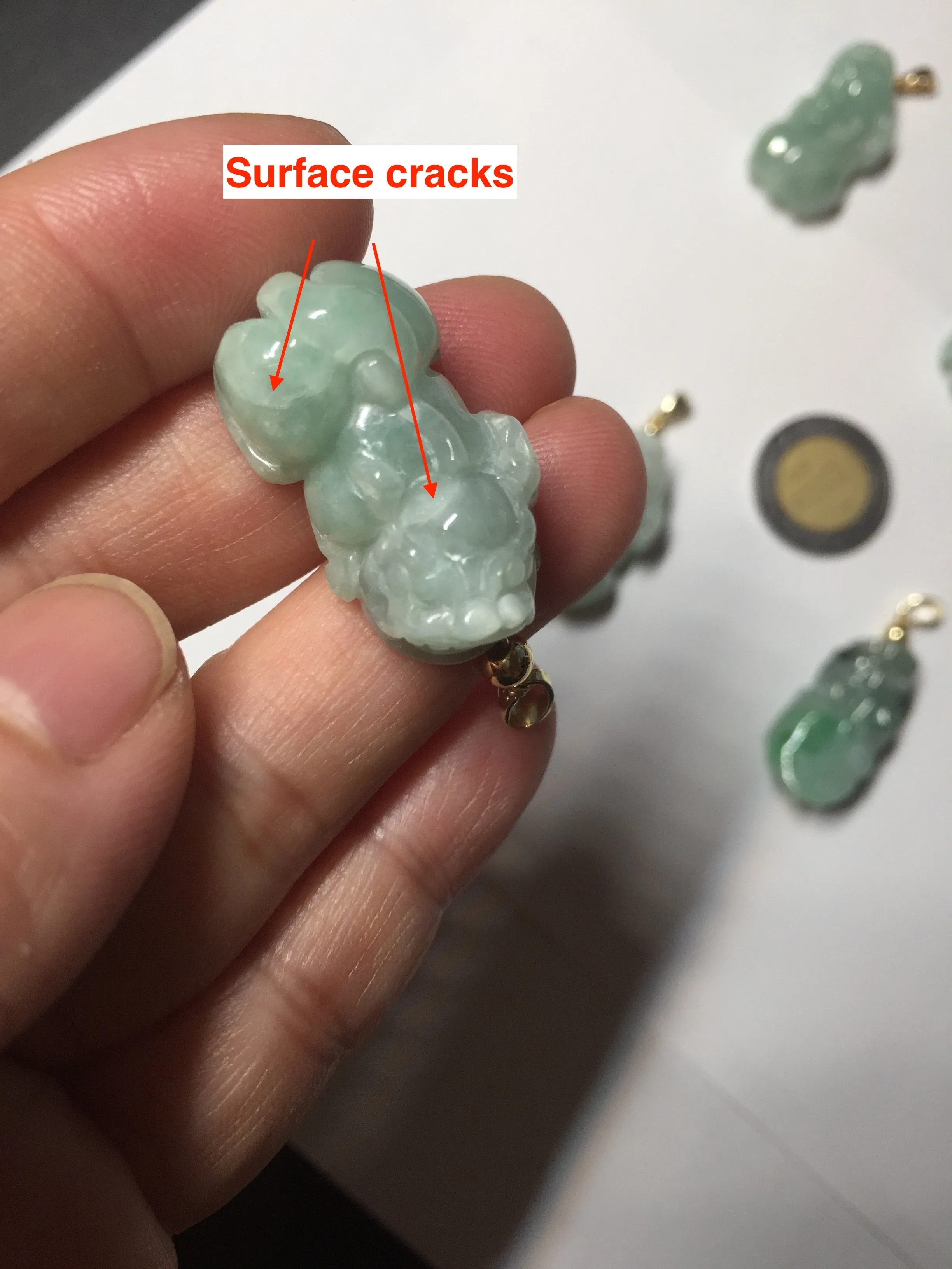 100% natural type A sunny green jadeite jade 3D PiXiu (貔貅) pendant group AX150