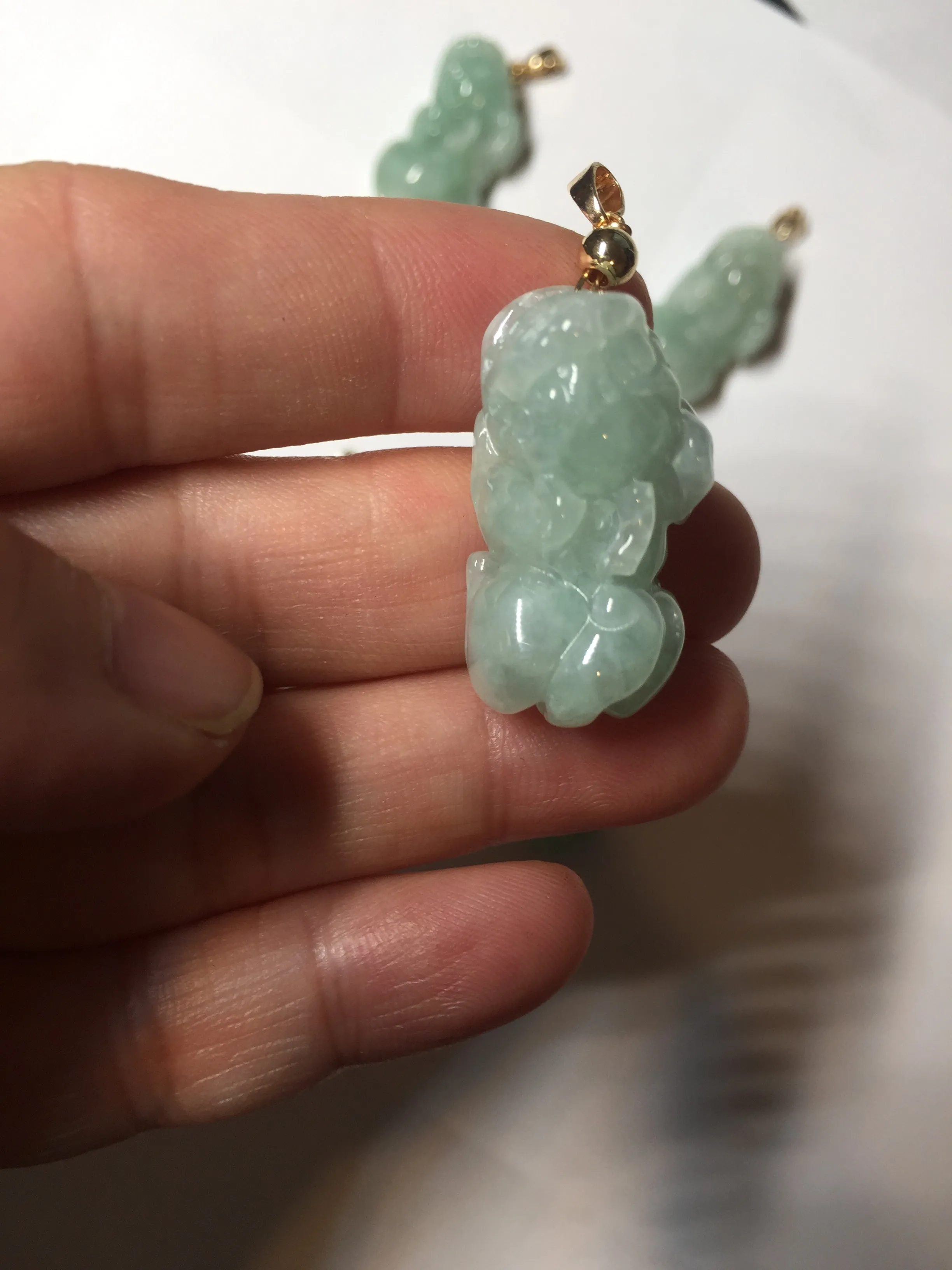 100% natural type A sunny green jadeite jade 3D PiXiu (貔貅) pendant group AX150