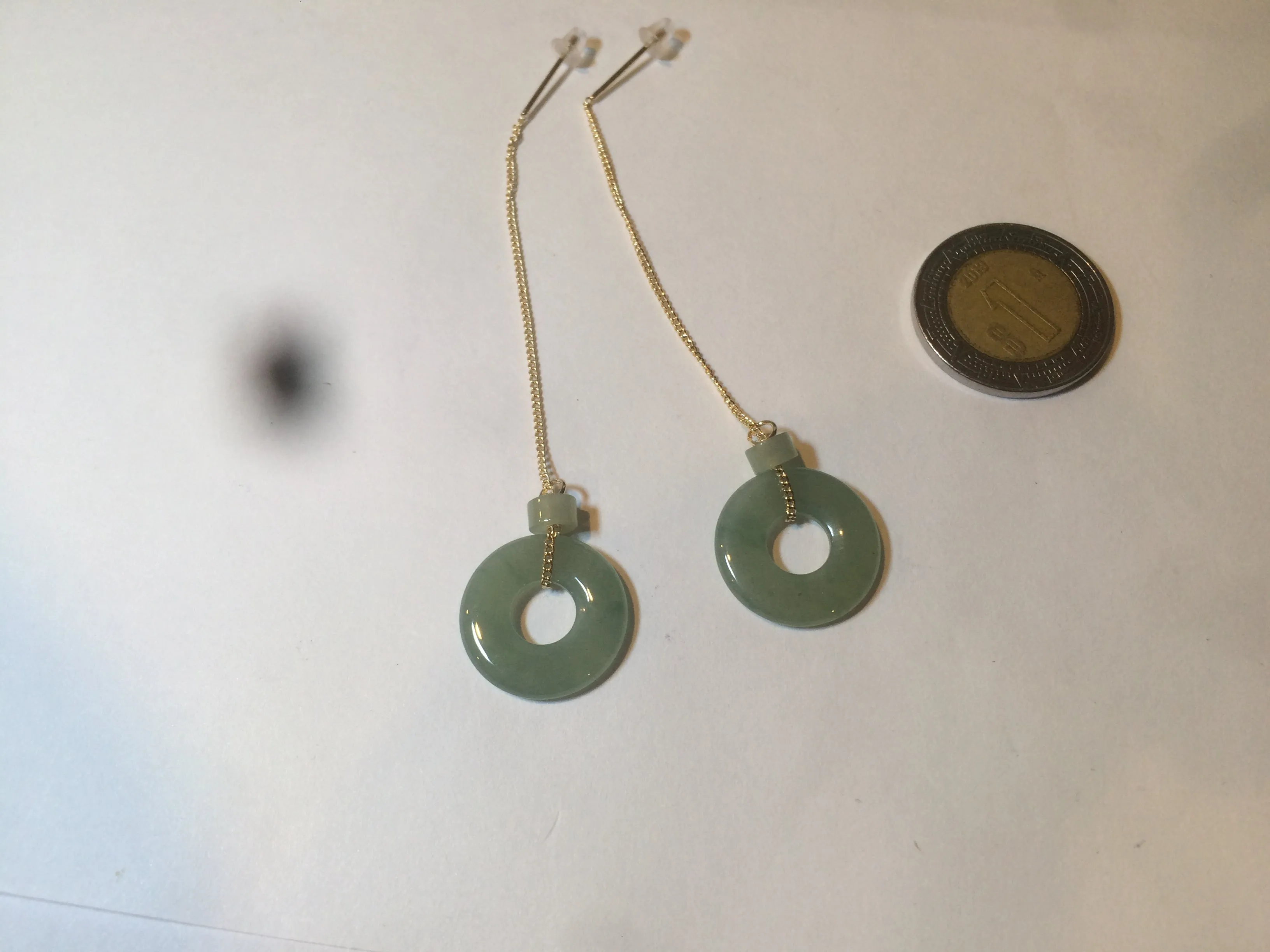 100% Natural watery safe and sound mom and daughter buckle dangling jadeite Jade earring AS2