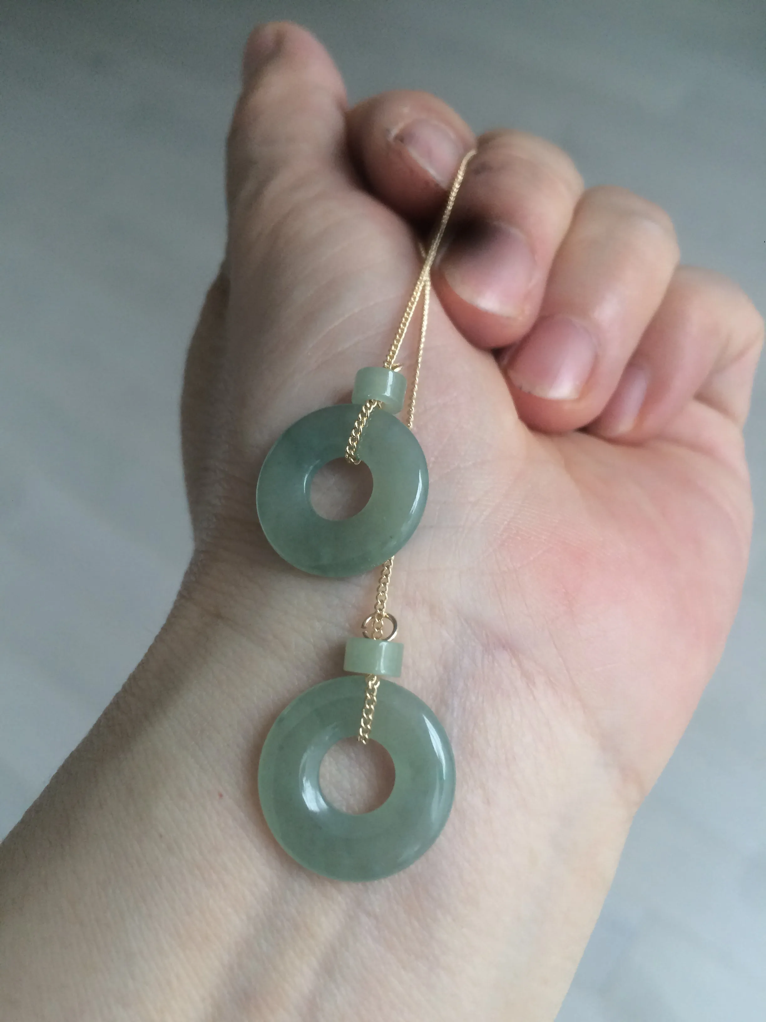 100% Natural watery safe and sound mom and daughter buckle dangling jadeite Jade earring AS2