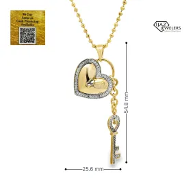 10K Gold 0.26 CTW Diamond Heart Lock And Key Charm