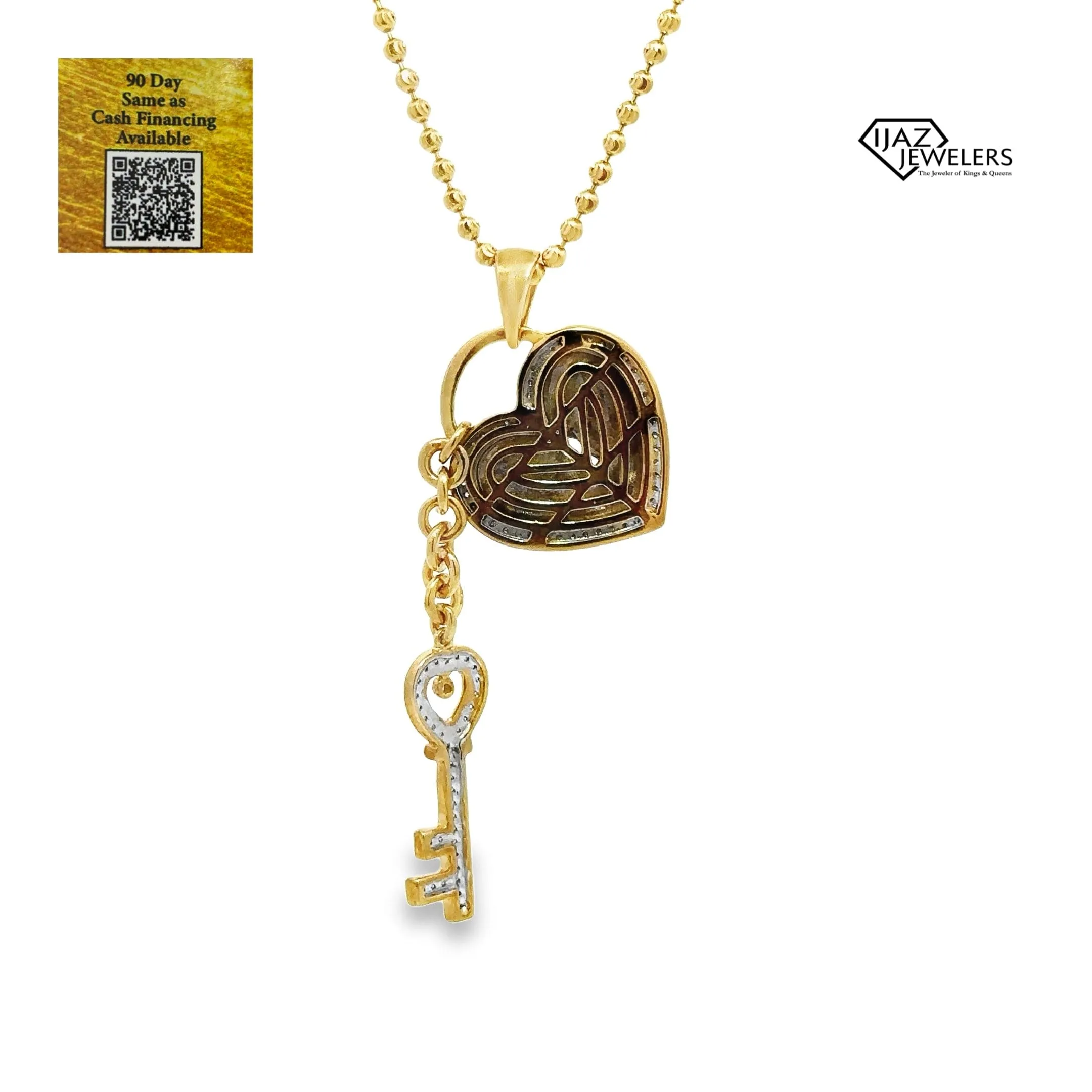 10K Gold 0.26 CTW Diamond Heart Lock And Key Charm