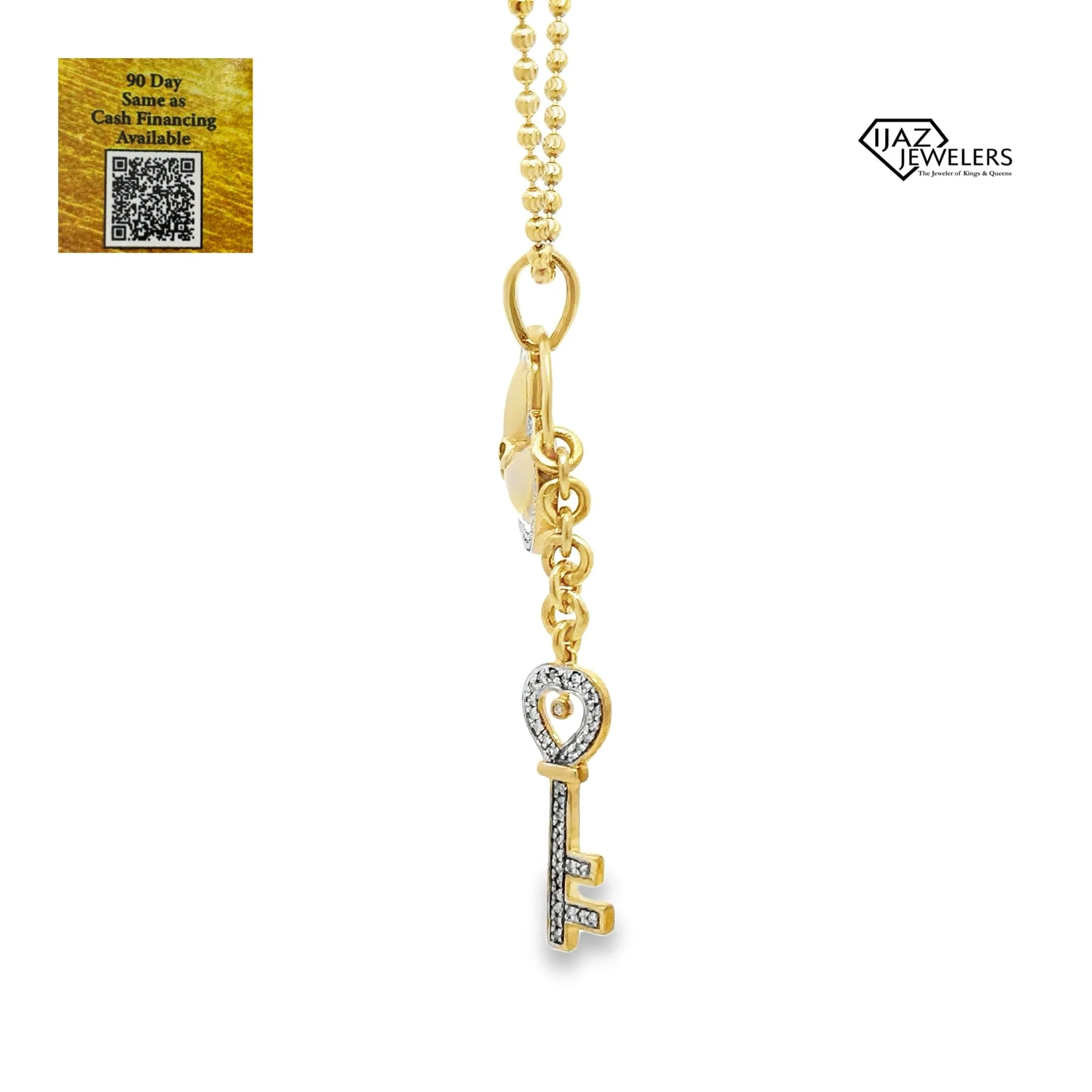 10K Gold 0.26 CTW Diamond Heart Lock And Key Charm