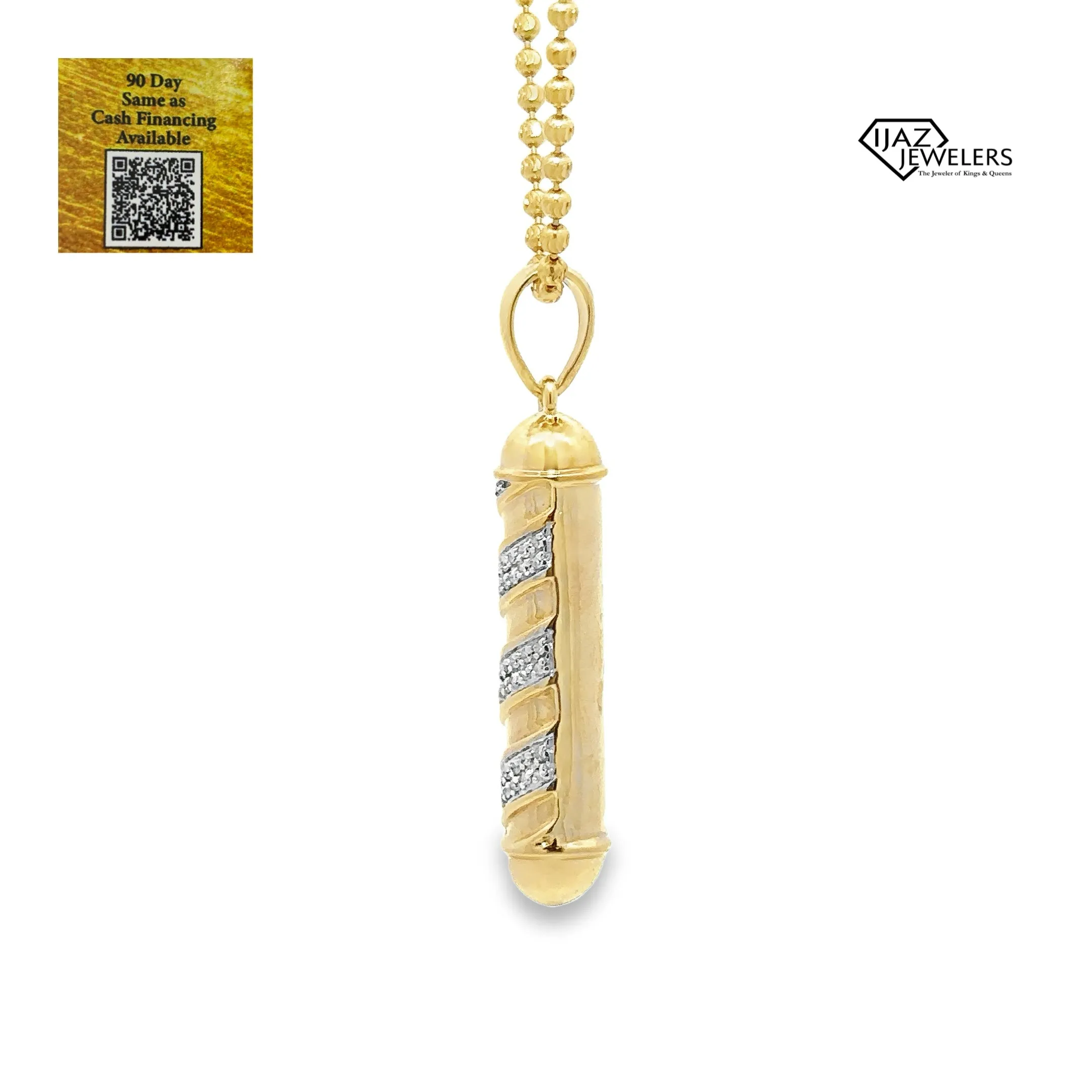 10K Gold 0.33 CTW Diamond Barber Pole Charm