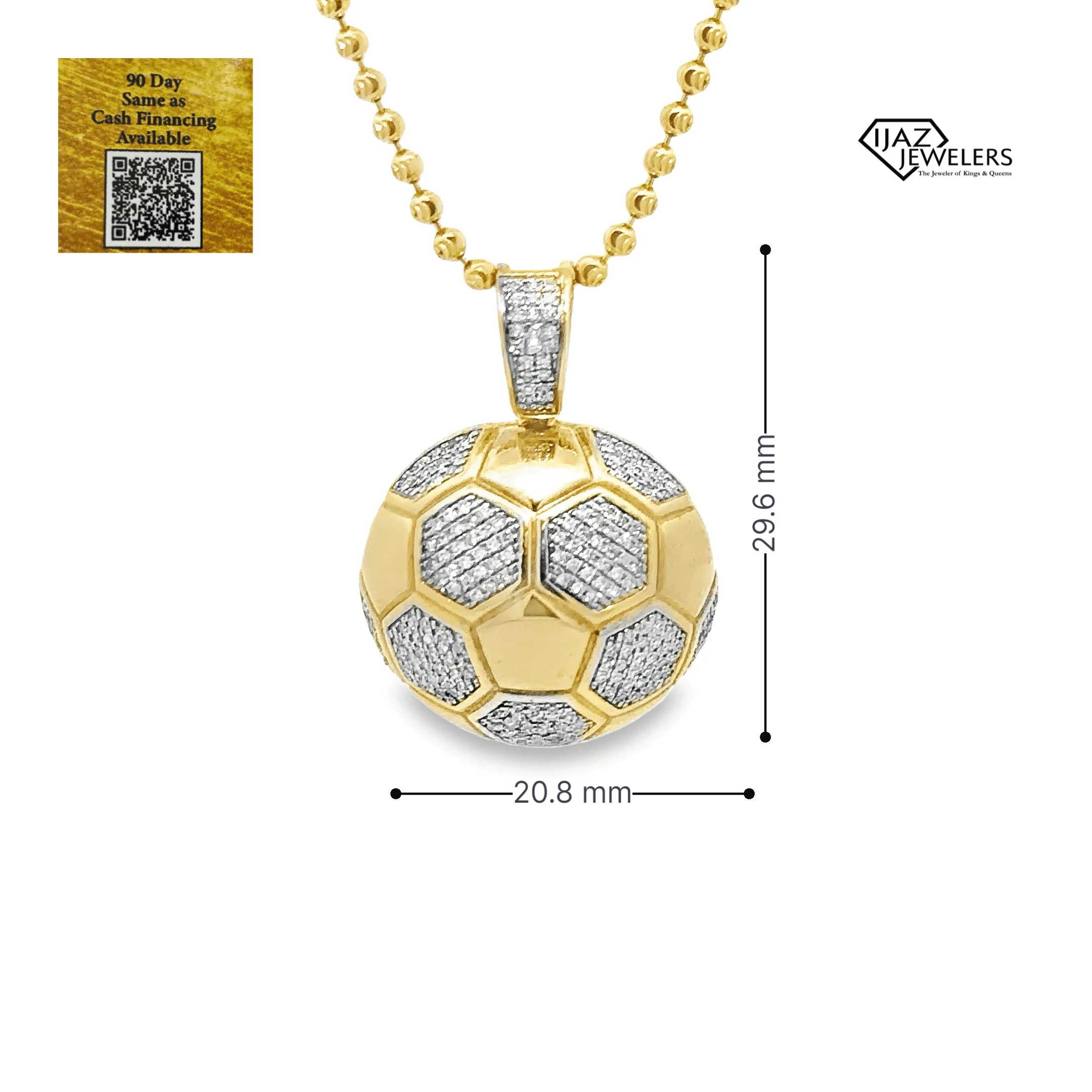 10K gold 0.47 CTW Diamond Soccer Ball Charm