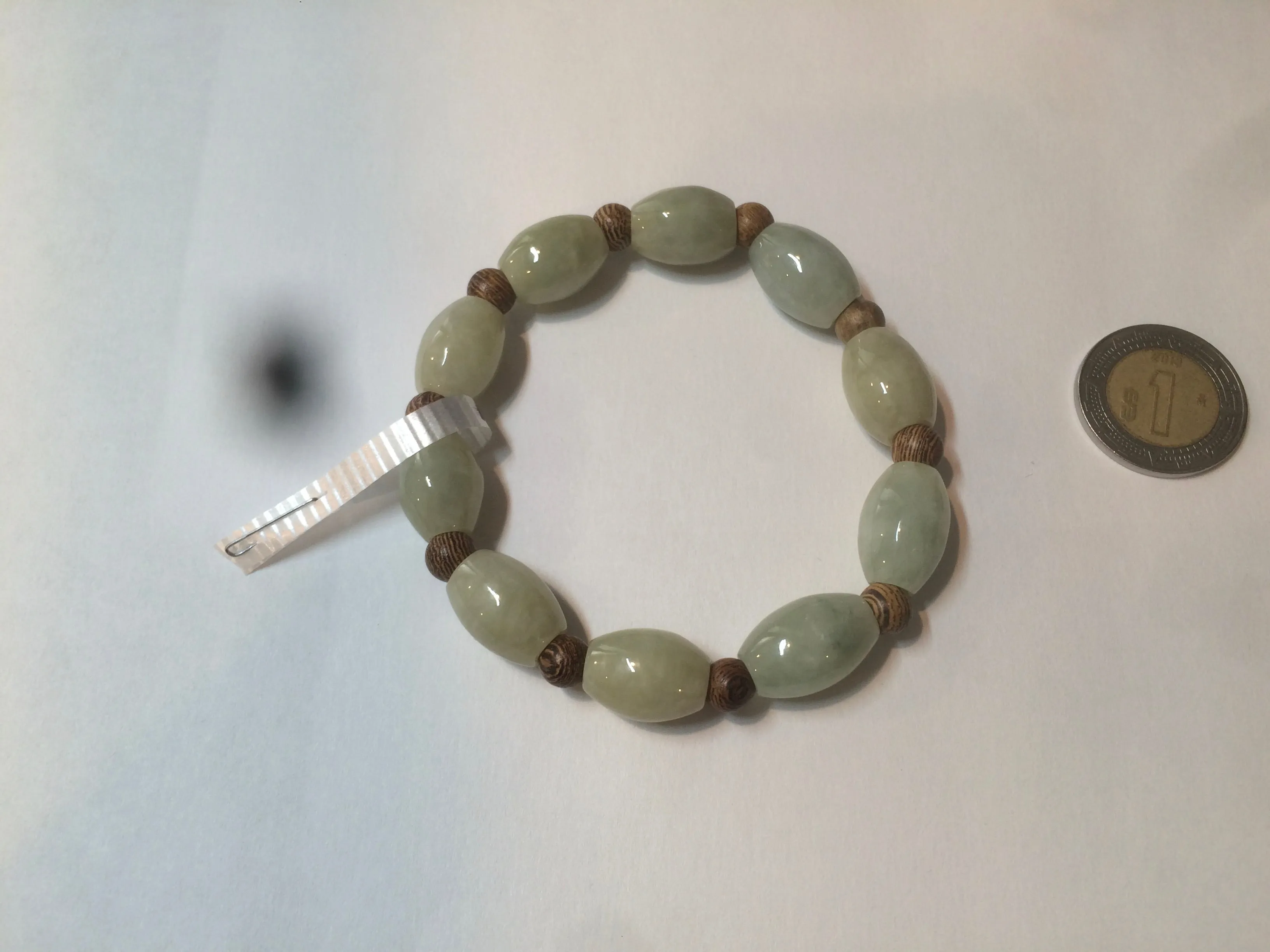 13x10mm 100% natural type A green jadeite jade olive shape(LU LU TONG) beads bracelet C33