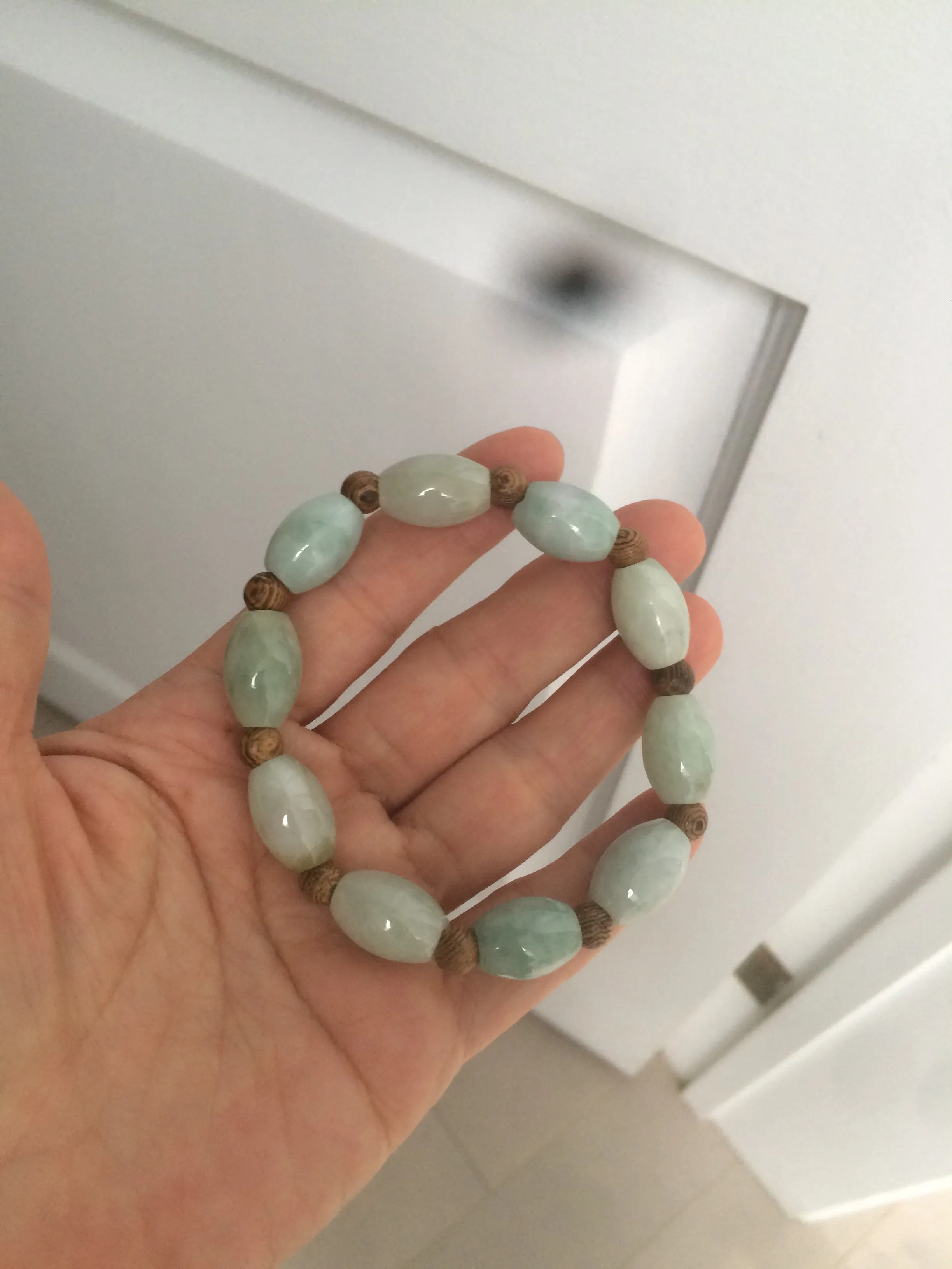 13x10mm 100% natural type A green jadeite jade olive shape(LU LU TONG) beads bracelet C33