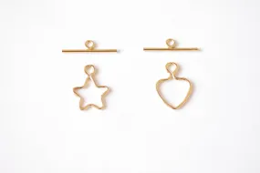 14k Gold Filled Star or Heart Toggle Set - 14kGF Gold Filled Bar Wire Star Heart Choker Necklace Component Jewelry Making Wholesale