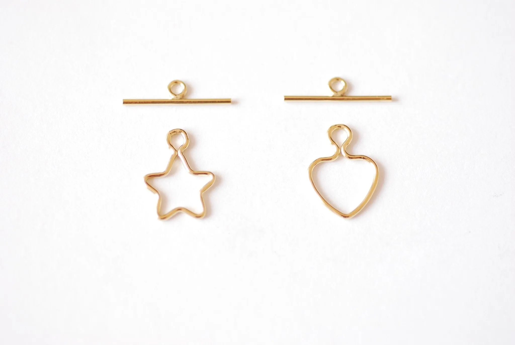 14k Gold Filled Star or Heart Toggle Set - 14kGF Gold Filled Bar Wire Star Heart Choker Necklace Component Jewelry Making Wholesale