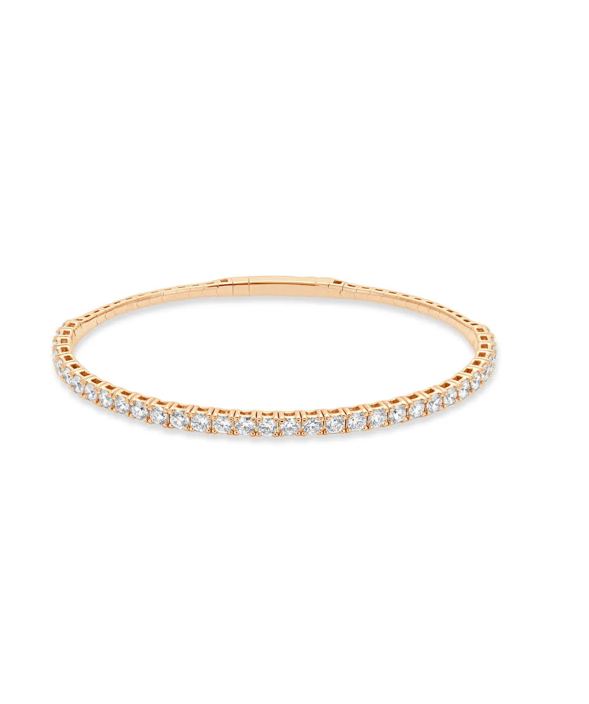 14K Rose Gold Diamond Flexible Bangle Bracelet 2.82cttw