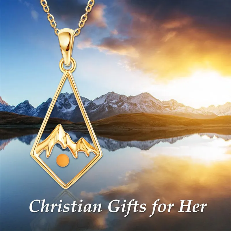 14K Solid Gold Christian Jewelry Gifts for Women 14k Gold Mustard Seed Faith Necklace Your Faith Can Move Mountain