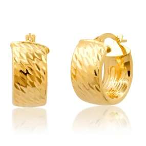 14K Thick Gold Textured Dome Hoop Earrings