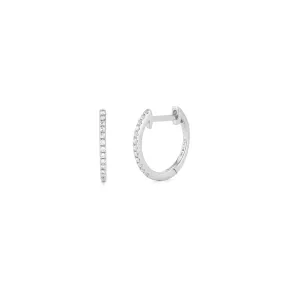 14K White Gold Diamond Huggie Earrings