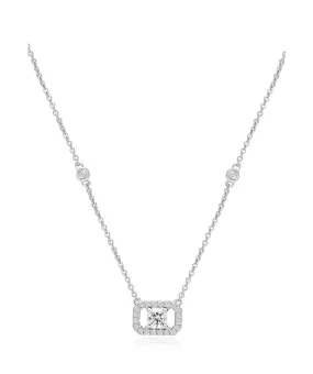 14K White Gold Diamond Pendant Necklace