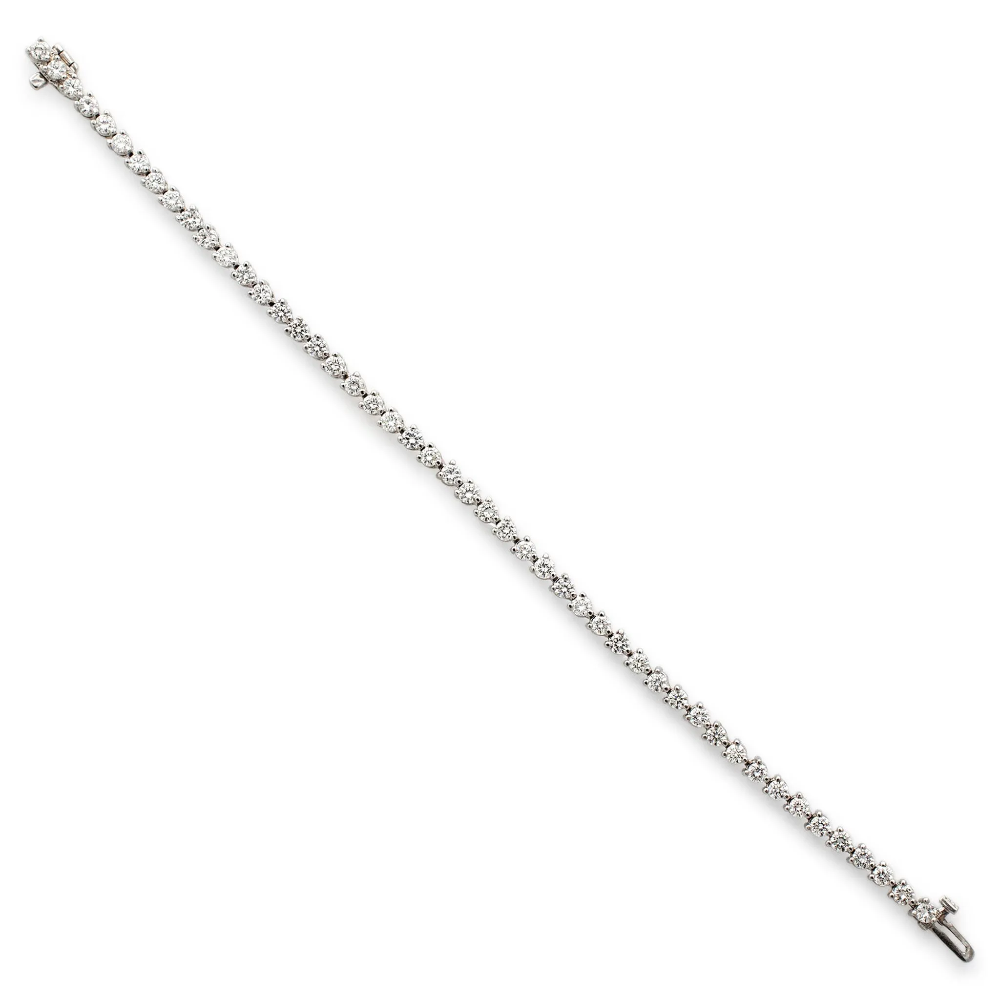 14K White Gold Natural Round Diamond Ladies Tennis Bracelet 3.90TCW