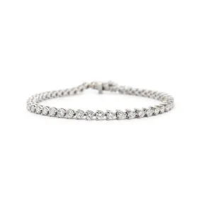 14K White Gold Natural Round Diamond Ladies Tennis Bracelet 3.90TCW