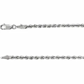 14K White Gold Rope Chain, 18 Inches Long 3 mm  - CH957