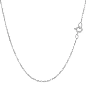 14k White Gold Rope Chain Necklace, 0.7mm