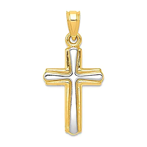 14k Yellow and White Gold Cross Unisex Pendant