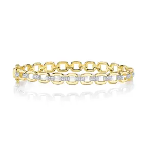 14K Yellow Gold 0.25 Carat Diamond Link Bangle