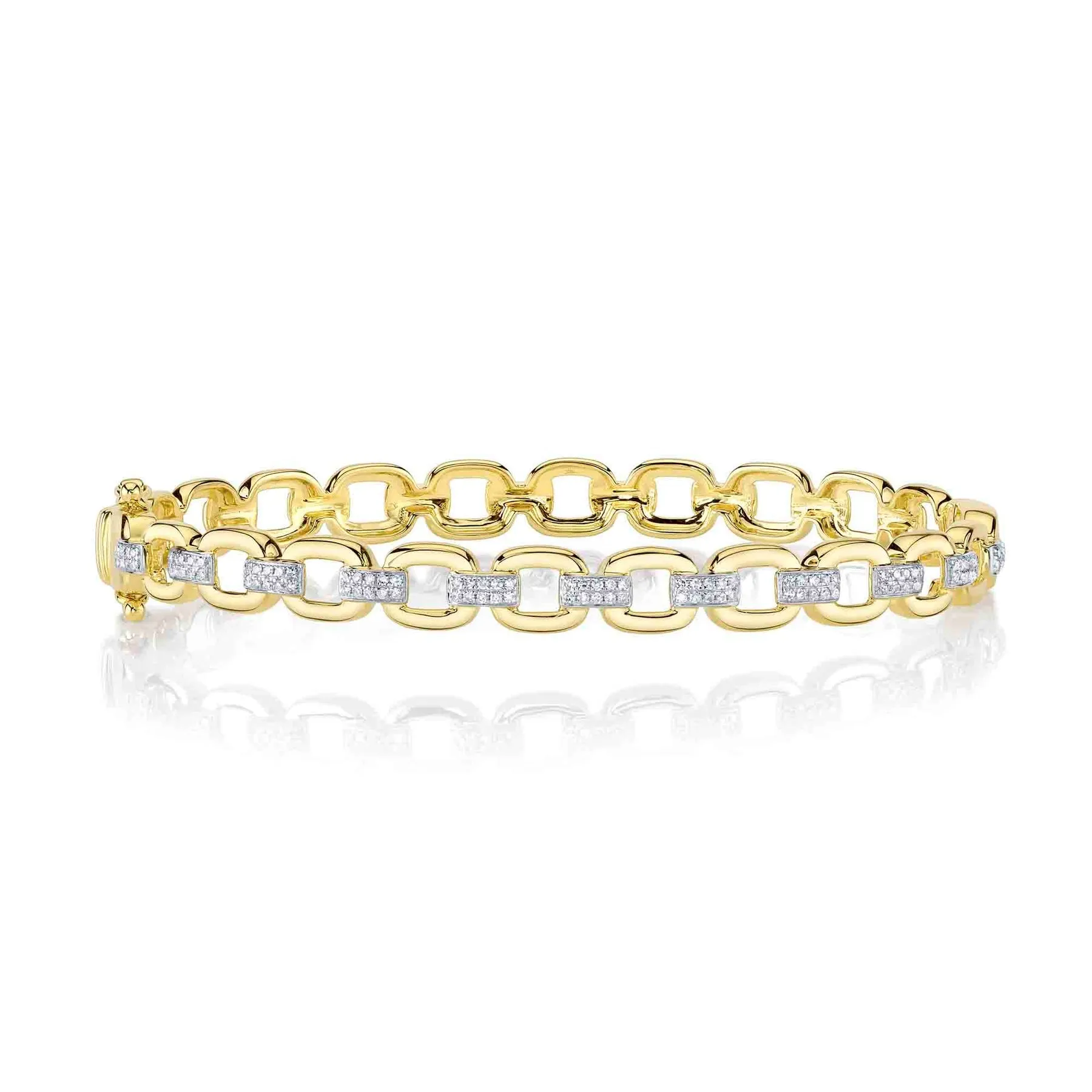 14K Yellow Gold 0.25 Carat Diamond Link Bangle