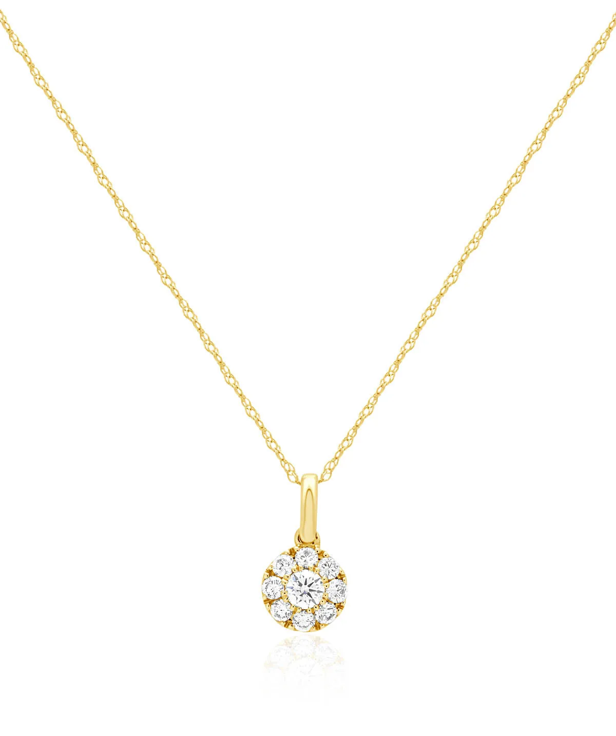 14K Yellow Gold Diamond Cluster Pendant