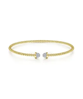 14K Yellow Gold Flex Bead Diamond Bangle