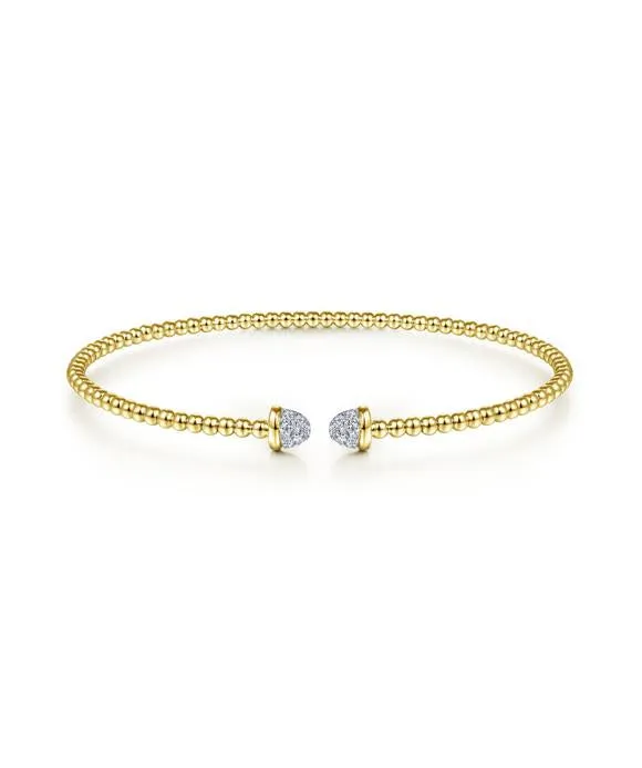 14K Yellow Gold Flex Bead Diamond Bangle