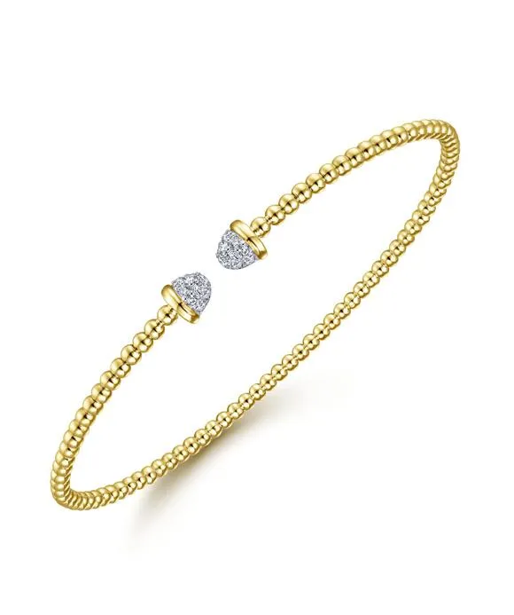 14K Yellow Gold Flex Bead Diamond Bangle