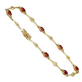 14K Yellow gold garnet bamboo bracelet-8901