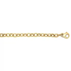 14K Yellow Gold Oval Cable Link  Bracelet