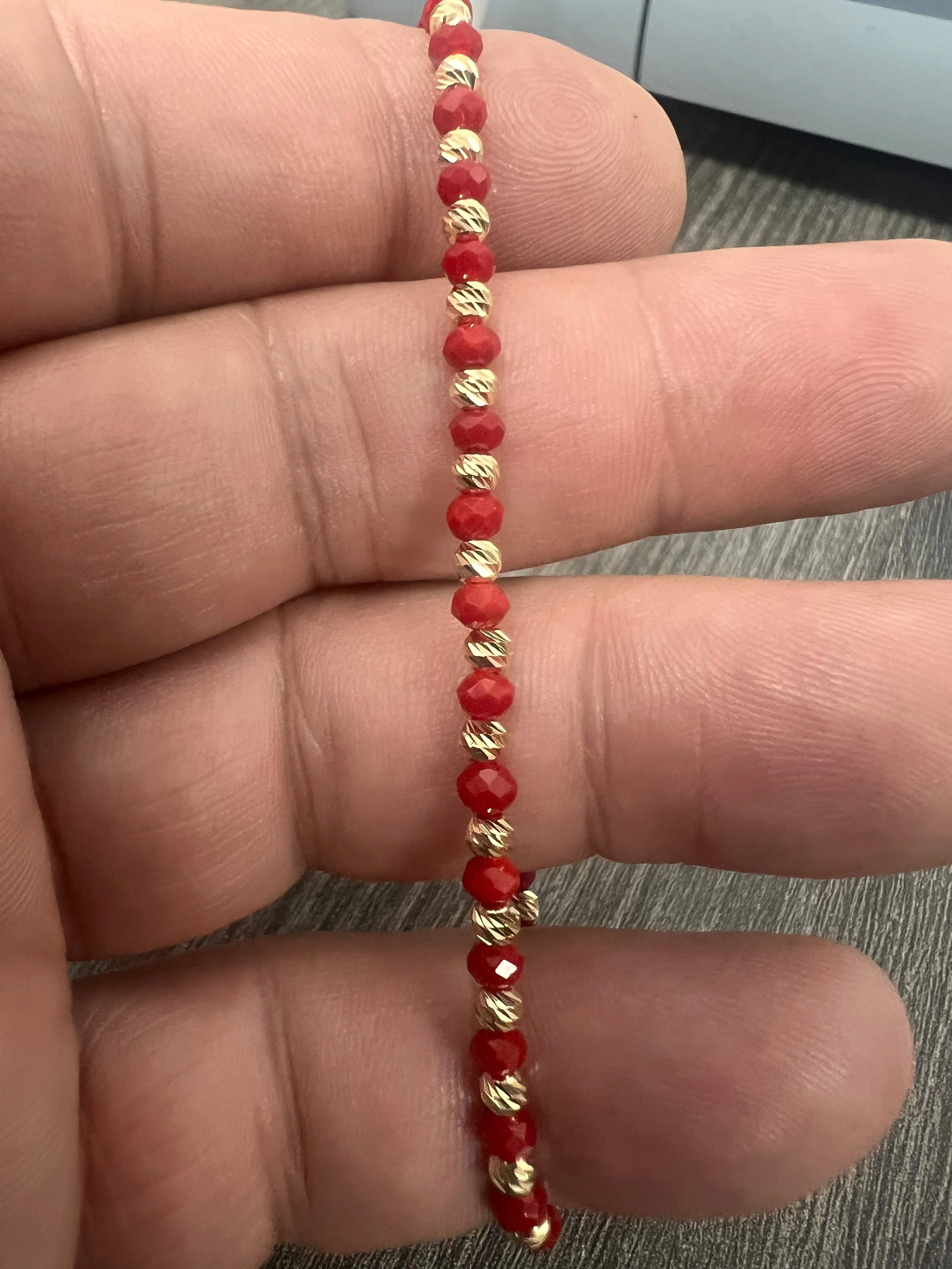 14K Yellow gold red carnelian bracelet-79024