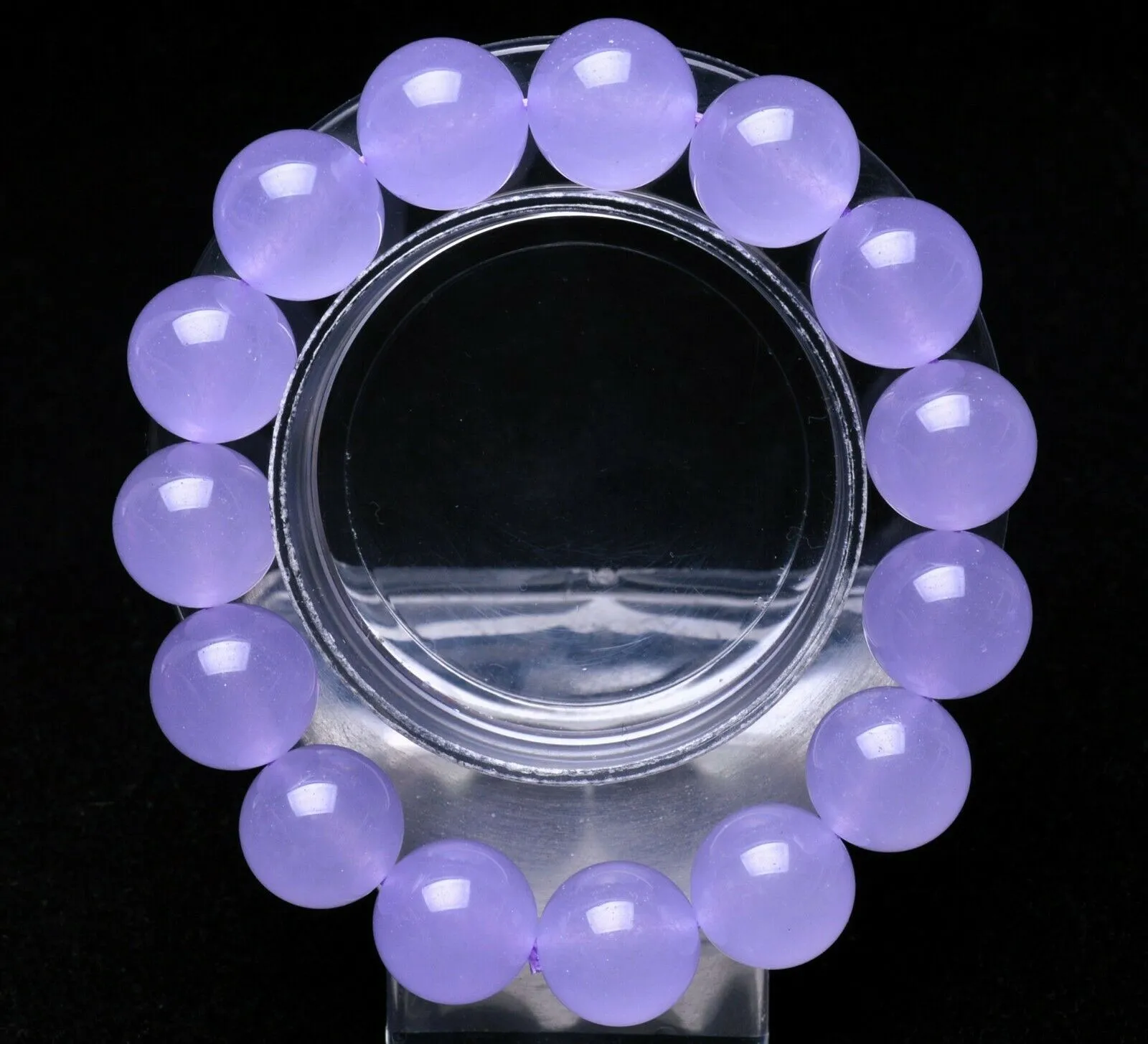 14mm Lavender Chalcedony Quartz Bead Bracelet