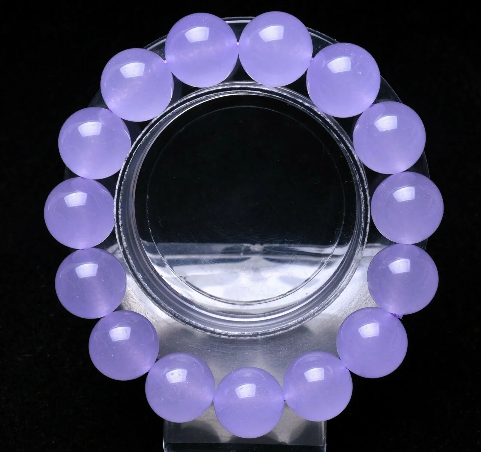 14mm Lavender Chalcedony Quartz Bead Bracelet