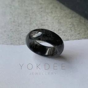 15.1mm A-Grade Natural Black Jadeite Ring Band No. 162151