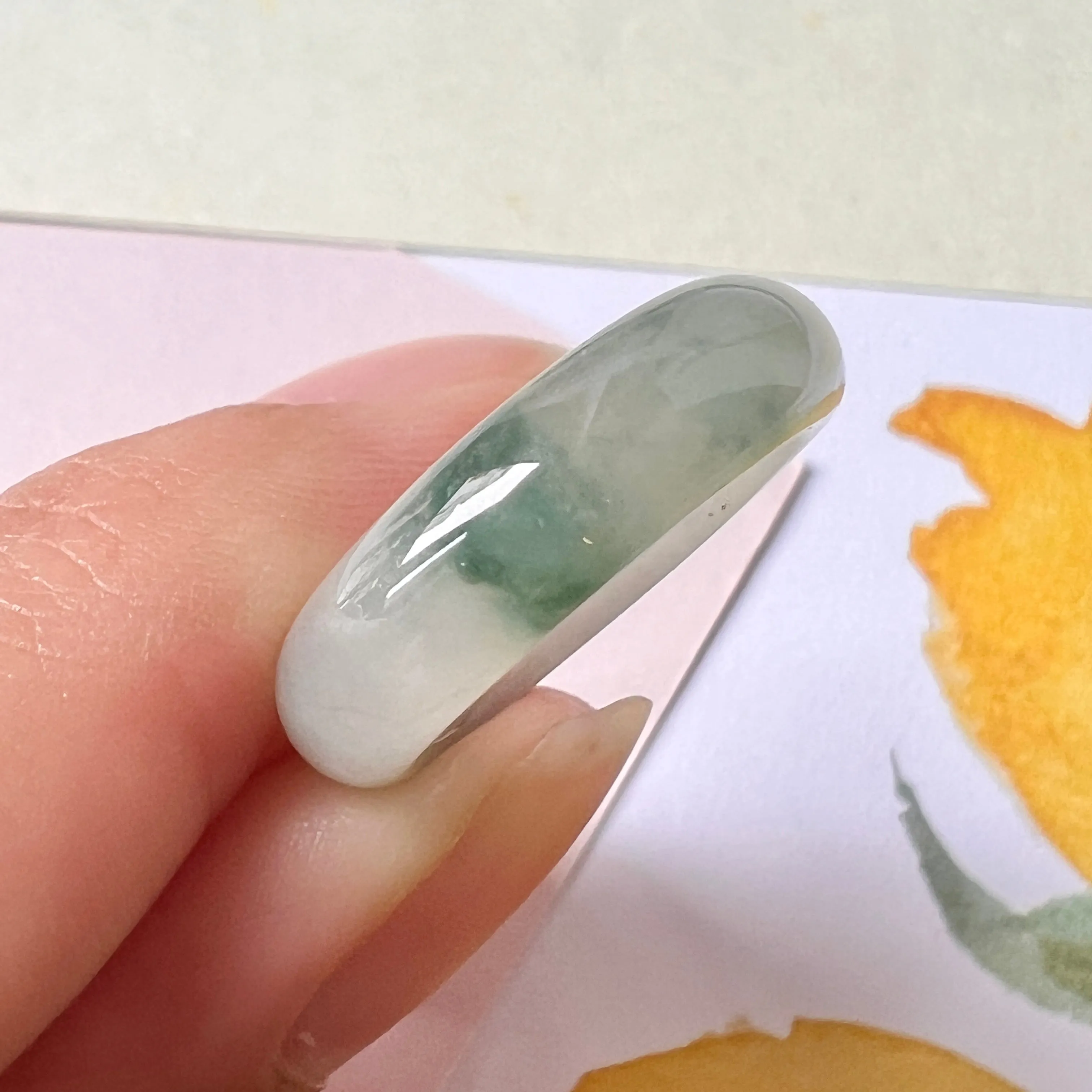 15.1mm A-Grade Natural Floral Jadeite Abacus Band No.161443