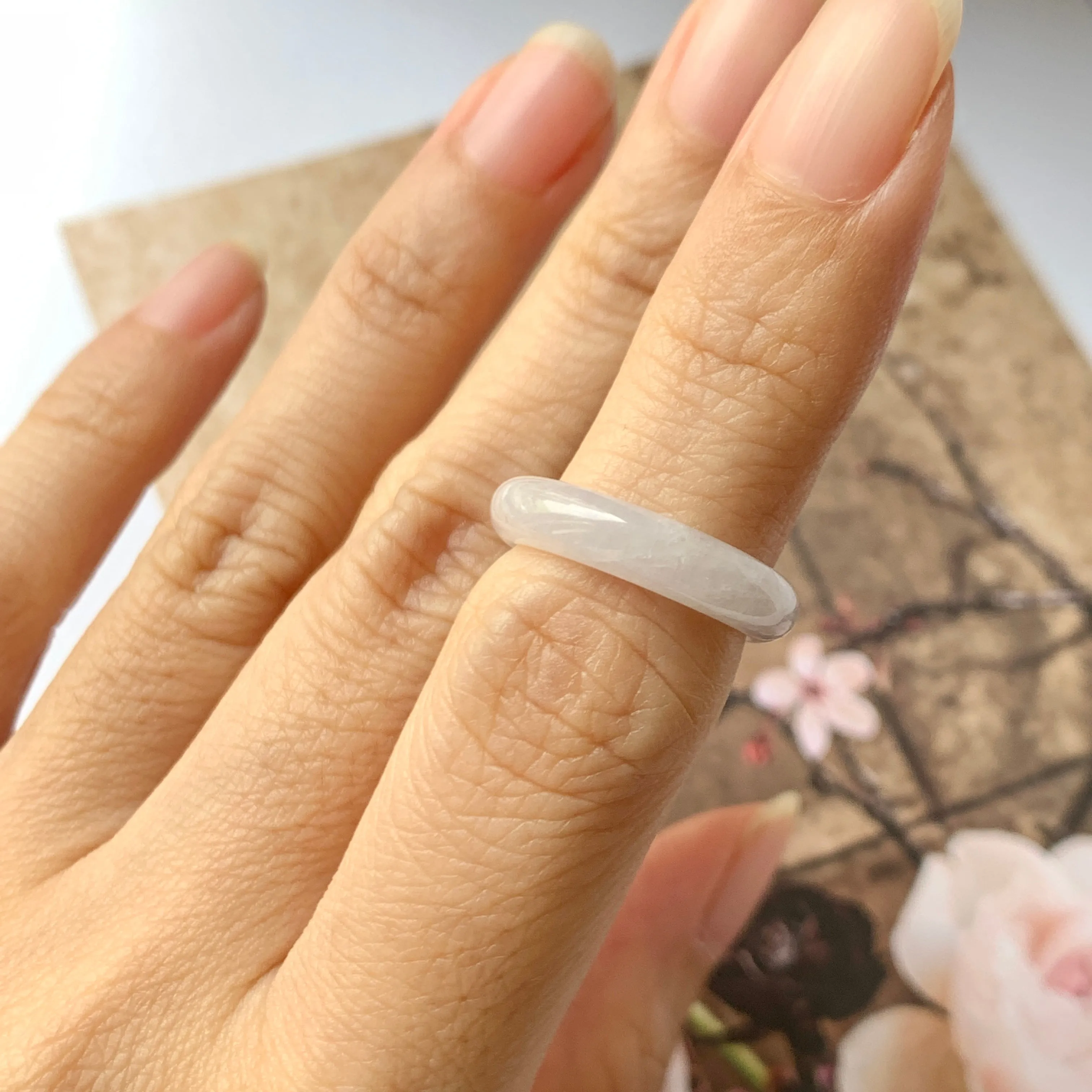 15.1mm A-Grade Natural Lilac Jadeite Ring Band No.162268