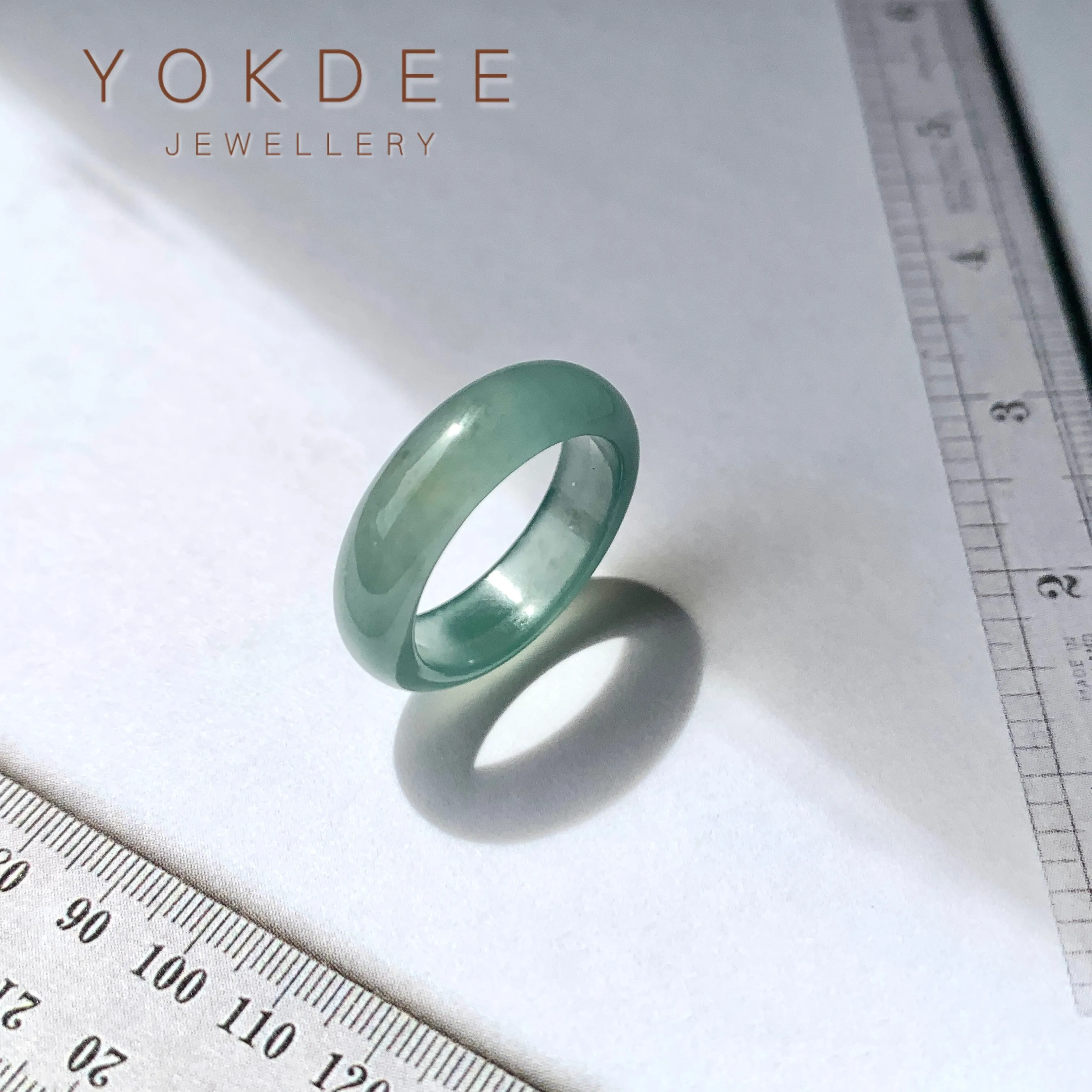 15.3mm A-Grade Natural Bluish Green Jadeite Abacus Band No.162098