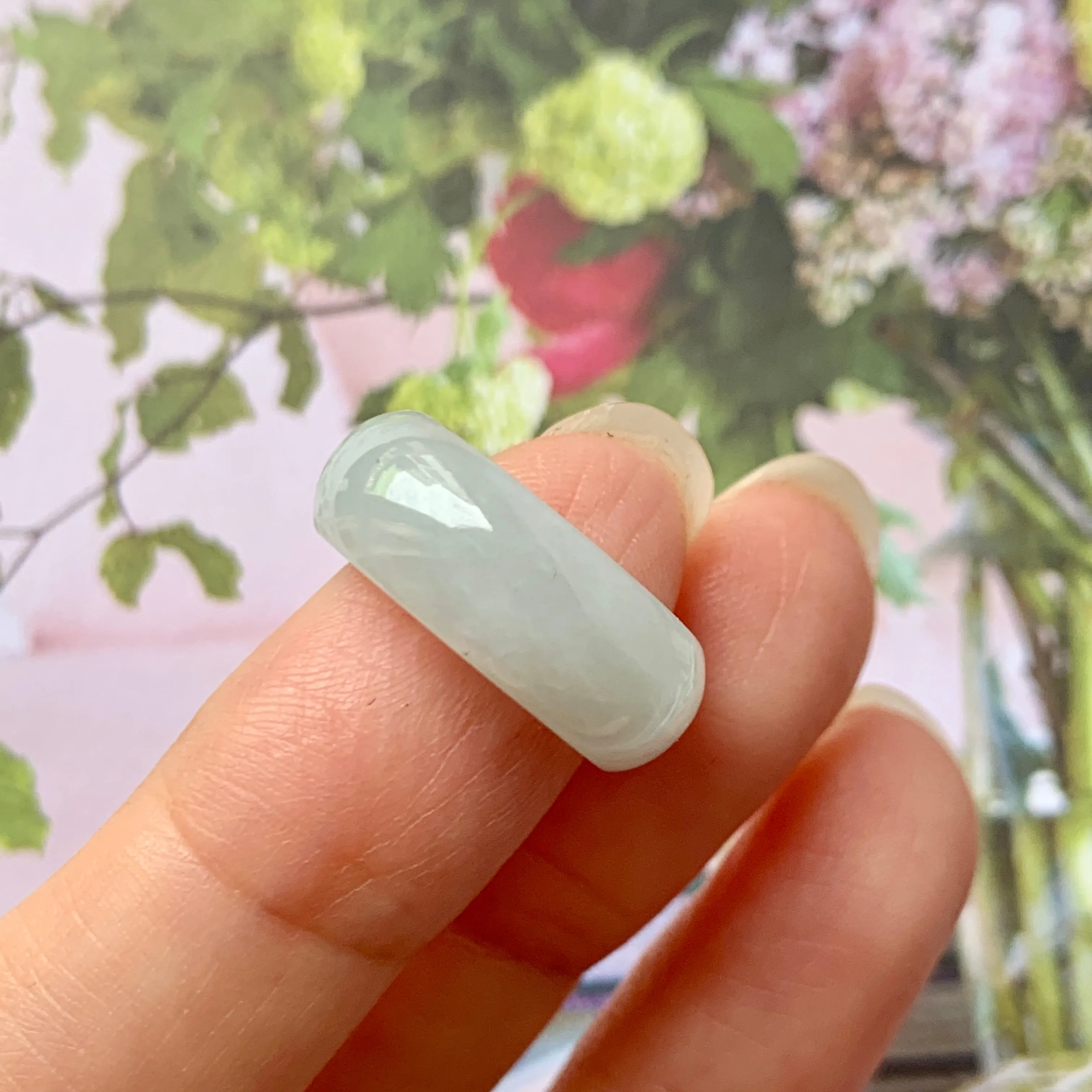 15mm A-Grade Natural Light Green Jadeite Ring Band No.162239