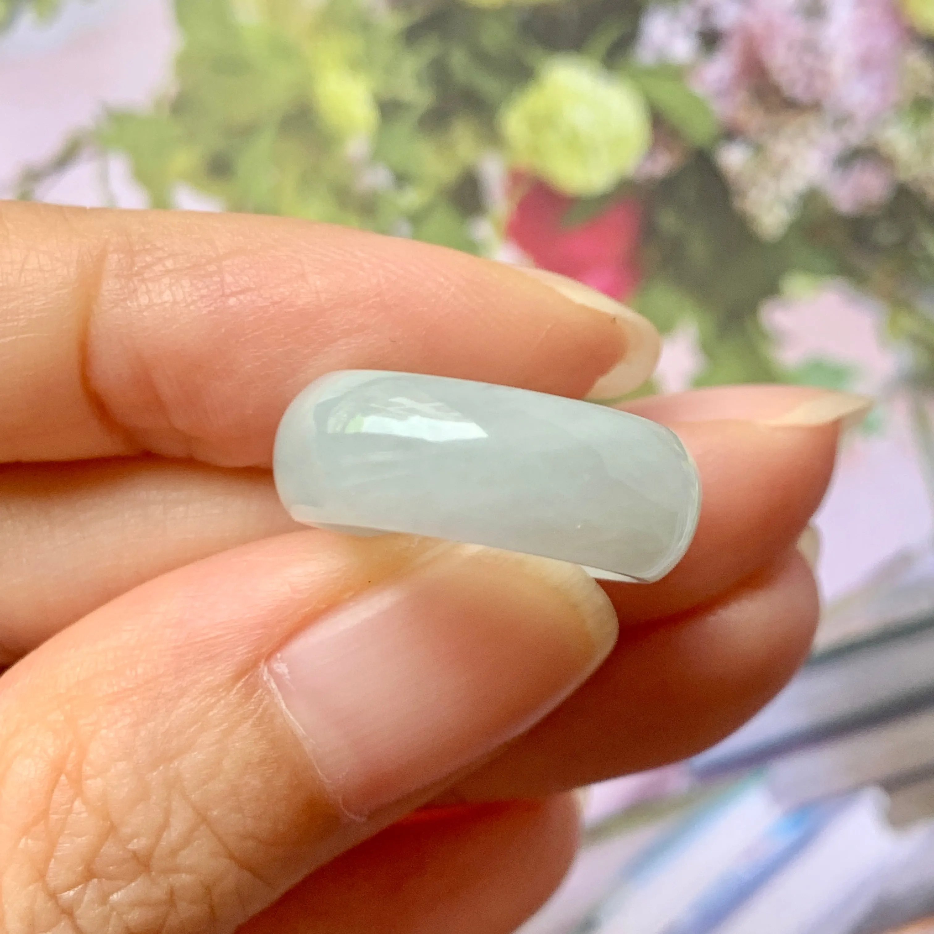 15mm A-Grade Natural Light Green Jadeite Ring Band No.162239