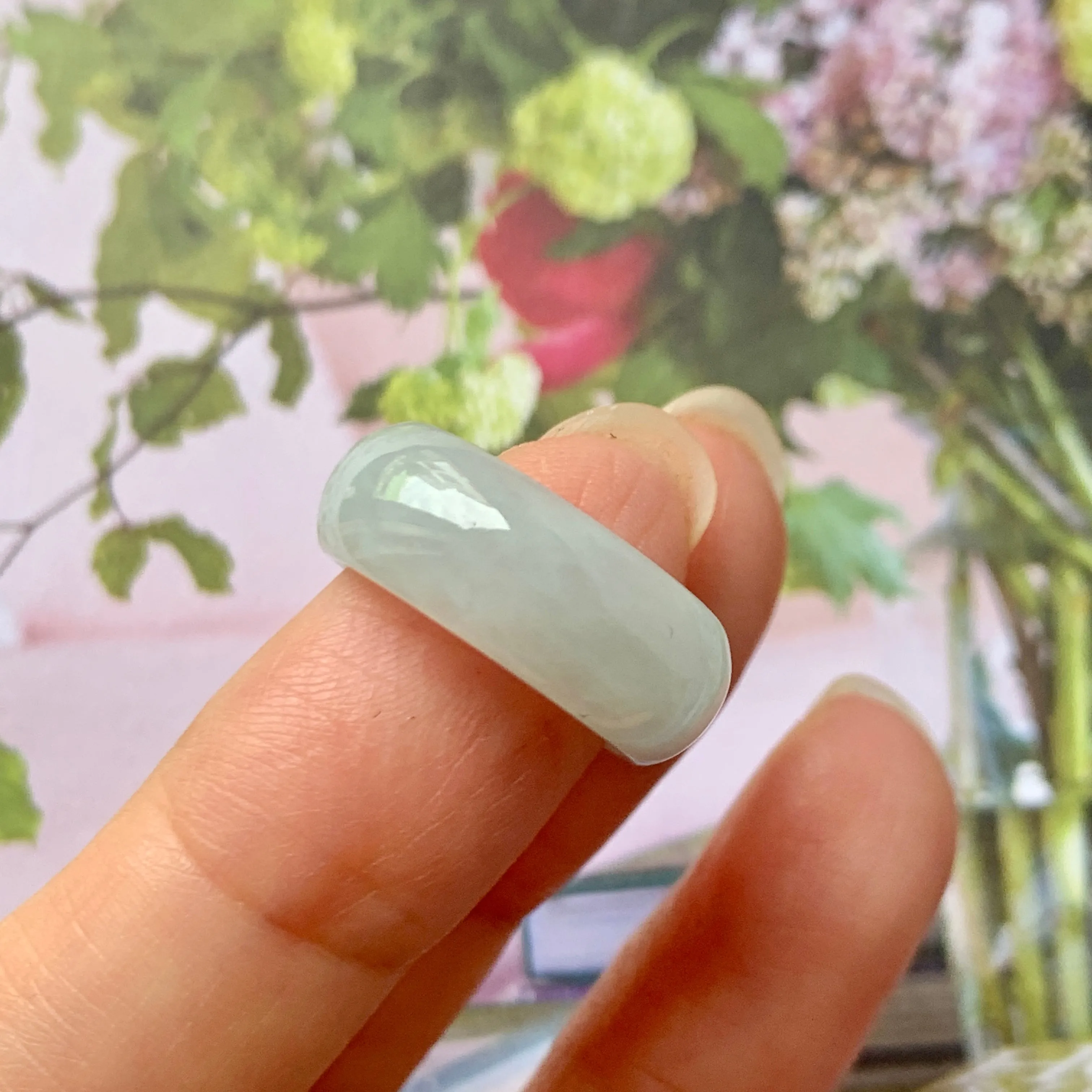 15mm A-Grade Natural Light Green Jadeite Ring Band No.162239