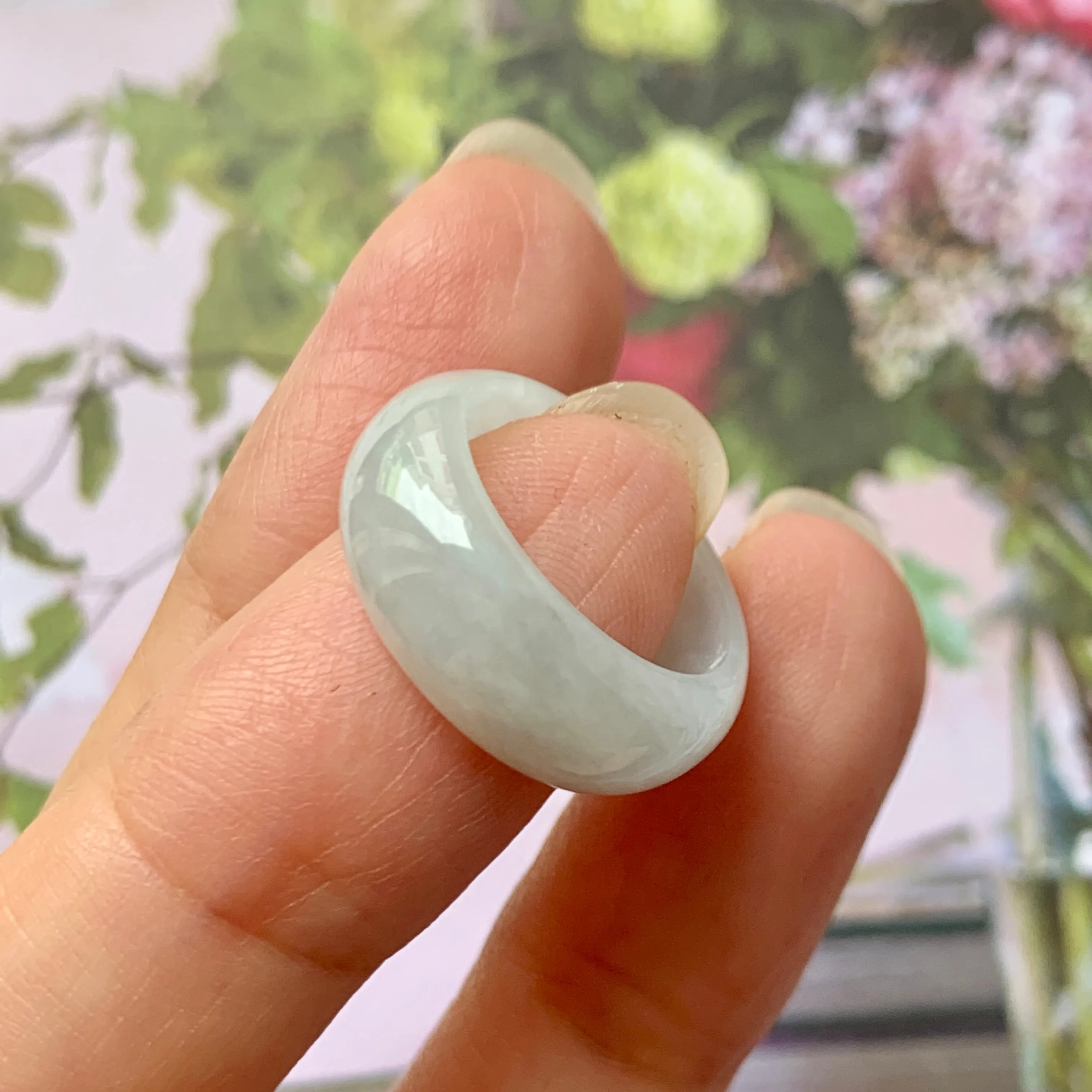 15mm A-Grade Natural Light Green Jadeite Ring Band No.162239