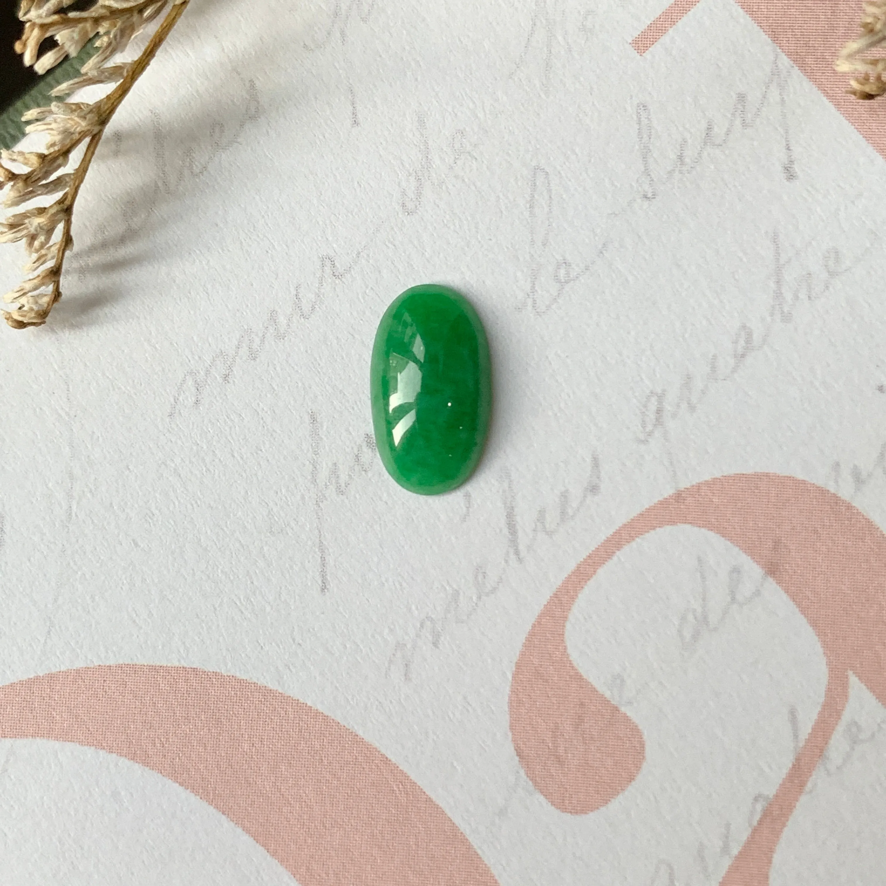 1.60cts A-Grade Natural Green Jadeite Oval Cabochon No.130301