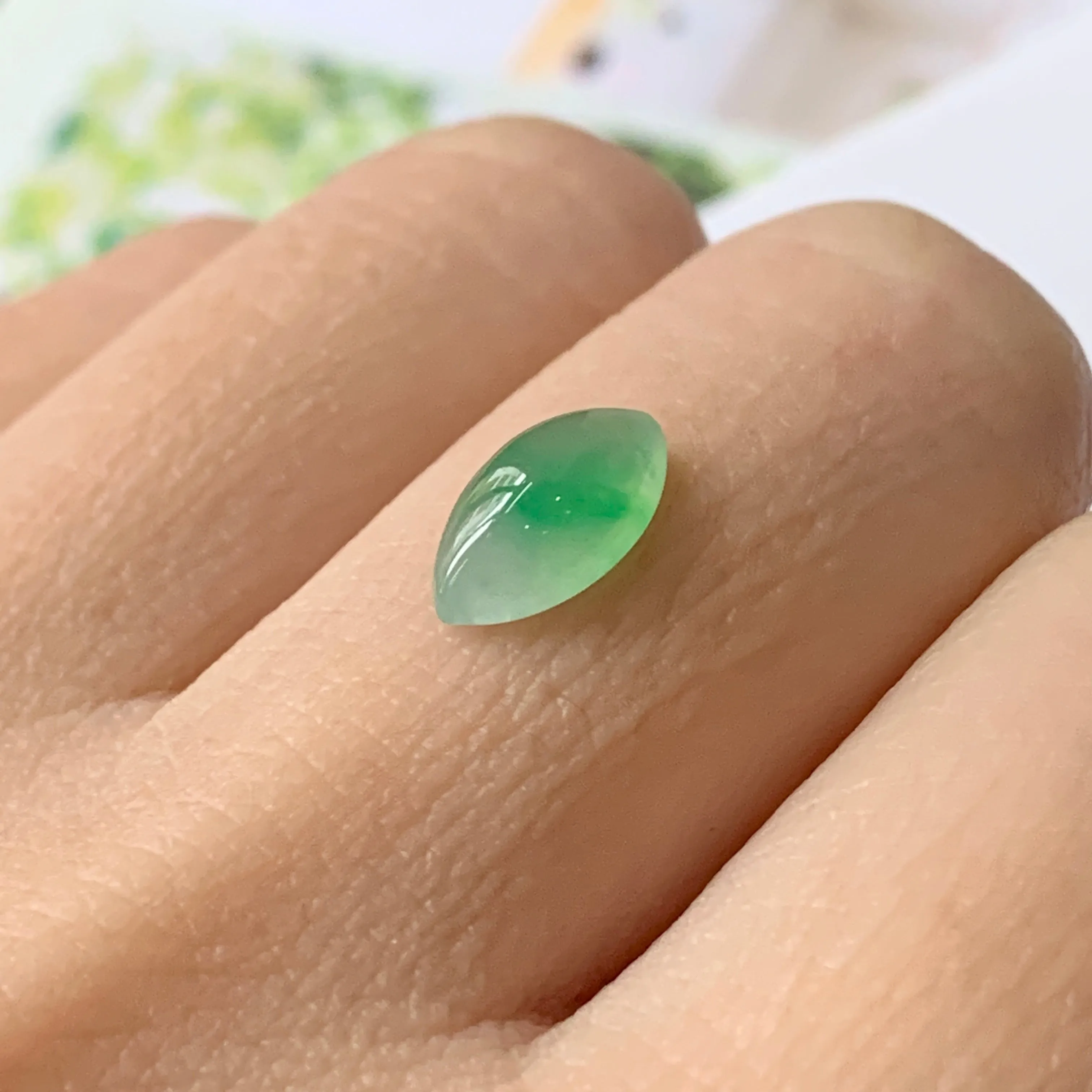 1.70cts A-Grade Natural Jadeite Navette Cabochon No.220558